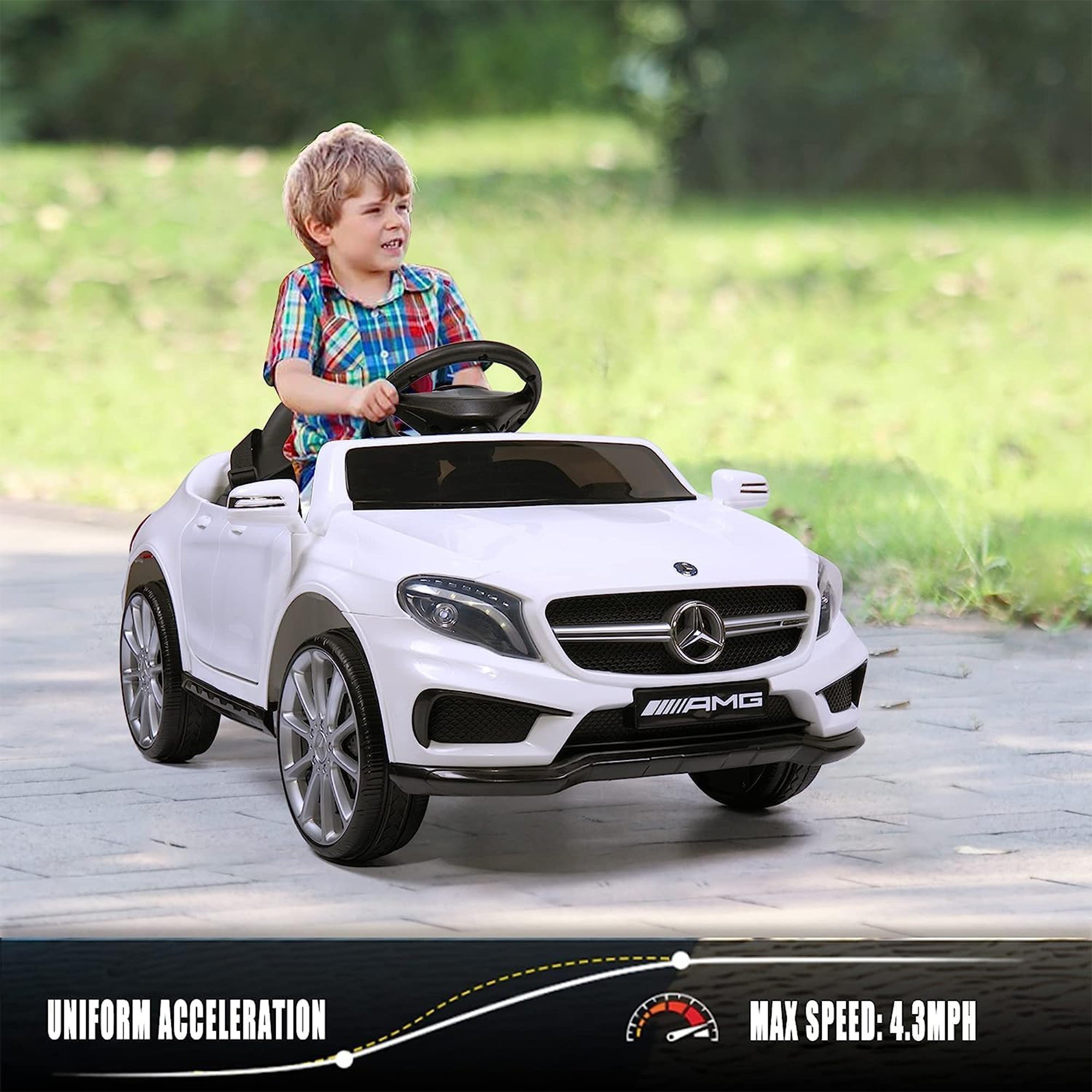 TOBBI 6 Volt Kids Electric Battery Powered Ride On Toy Mercedes Benz Car, White - VMInnovations