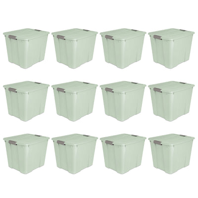 Sterilite 20 Gal Latch Tote Home Storage Organizer Bin w/ Handles, Mint, 12-Pack
