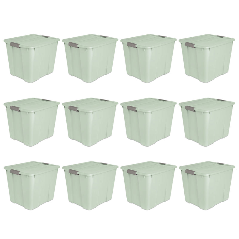 Sterilite 20 Gal Latch Tote Home Storage Organizer Bin w/ Handles, Mint, 12-Pack