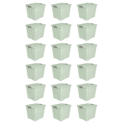 Sterilite 20 Gal Latch Tote Home Storage Organizer Bin w/ Handles, Mint, 18-Pack