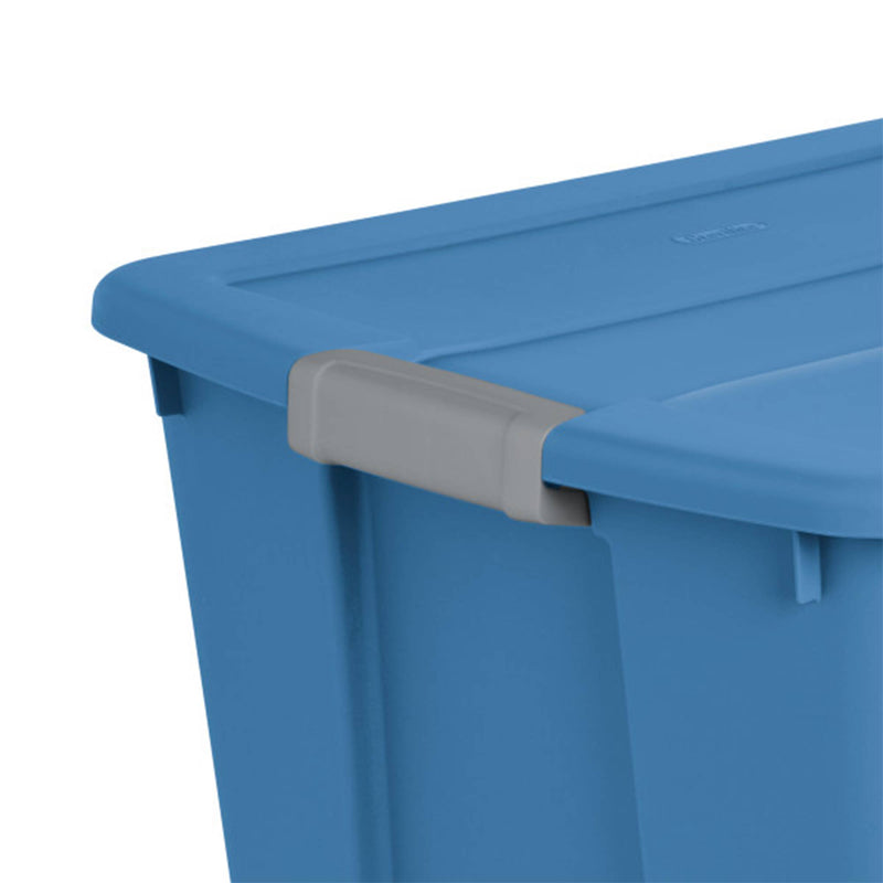 Sterilite 20 Gal Latch Tote w/Handles for Home Storage Bins, Blue Ash (6 Pack)