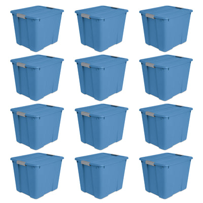 Sterilite 20 Gal Latch Tote w/Handles for Home Storage Bins, Blue Ash (12 Pack)
