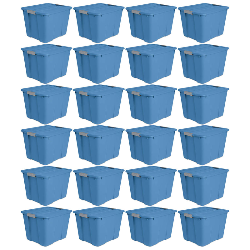 Sterilite 20 Gal Latch Tote w/Handles for Home Storage Bins, Blue Ash (24 Pack)