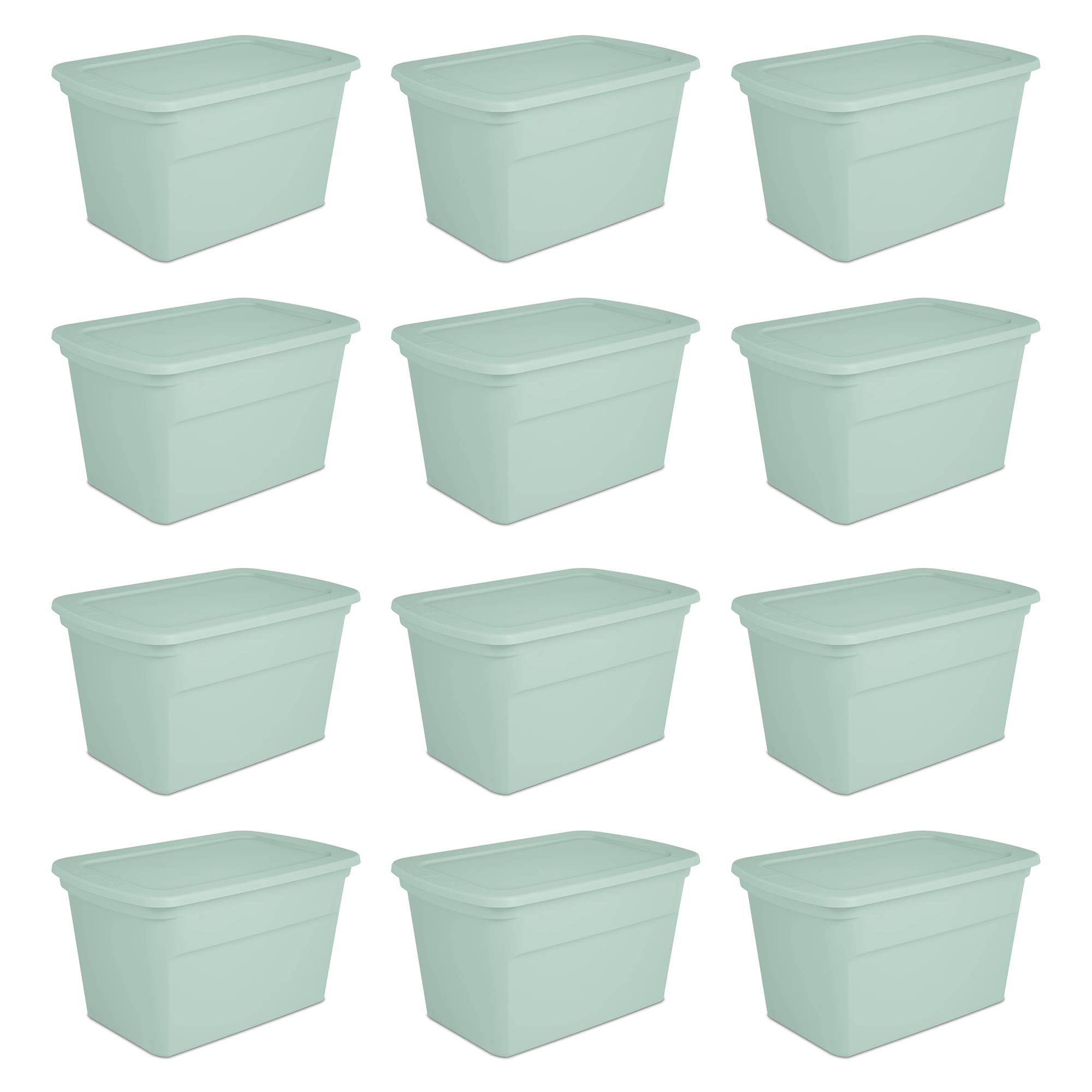Sterilite 30 Gal Latch Tote with Handle for Home Storage, Mindful Mint (12 Pack) - VMInnovations