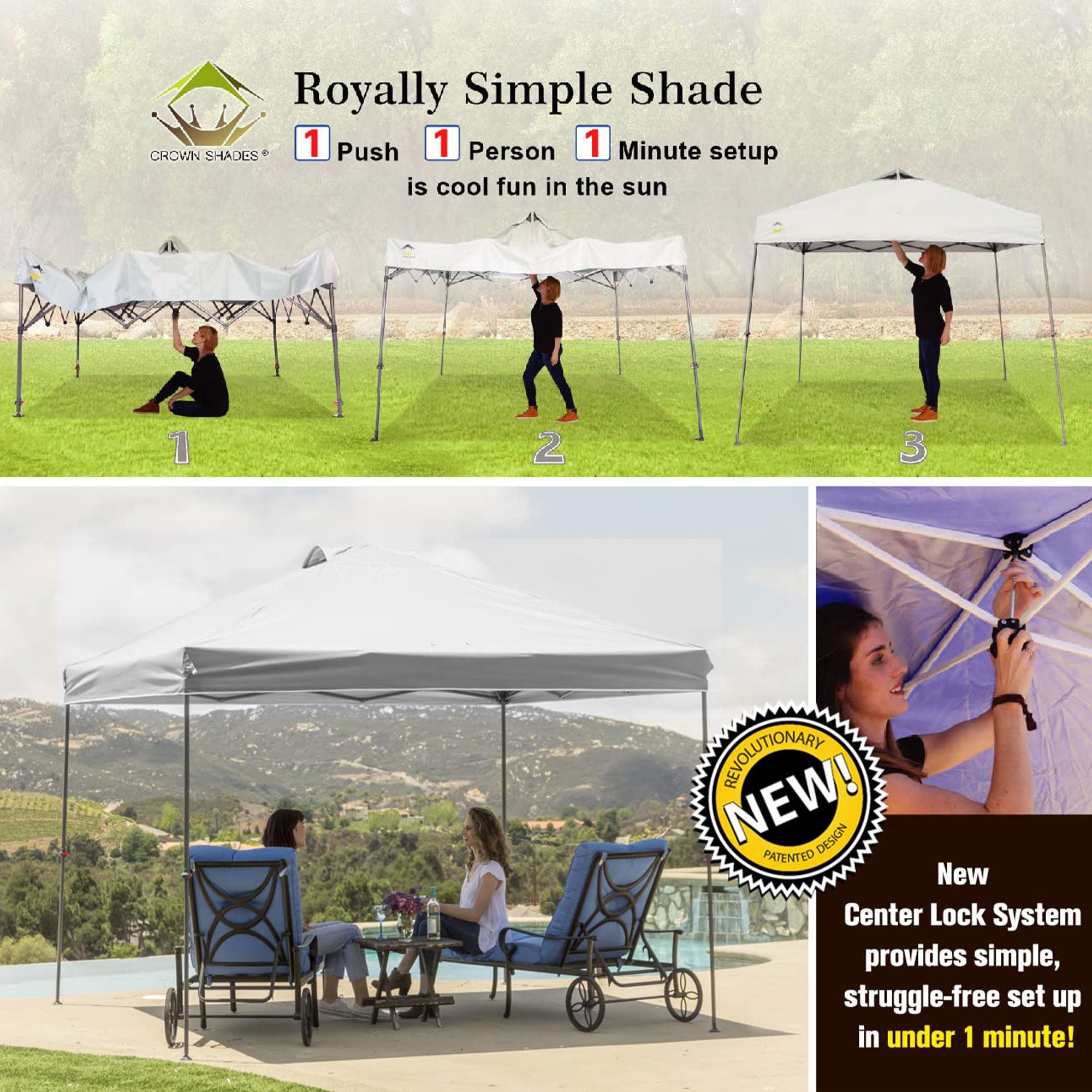 Crown Shades 10x10 Ft Instant Pop Up Shade Canopy w/Carry Bag, White (Used) - VMInnovations