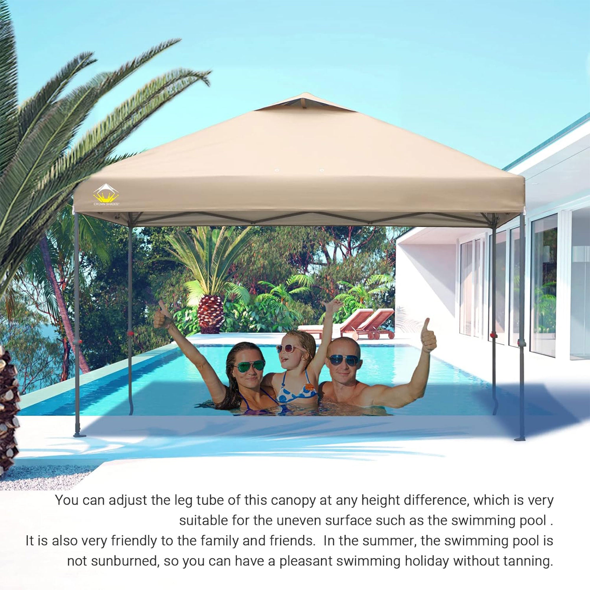 Crown Shades 10x10 Ft Instant Pop Up Shade Canopy & Carry Bag, Beige (Open Box) - VMInnovations