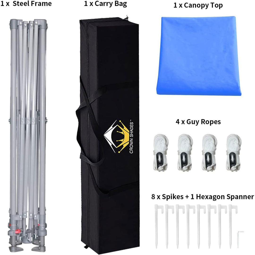 Crown Shades 10x10’ Instant Pop Up Folding Canopy & Carry Bag,Blue (Used) - VMInnovations