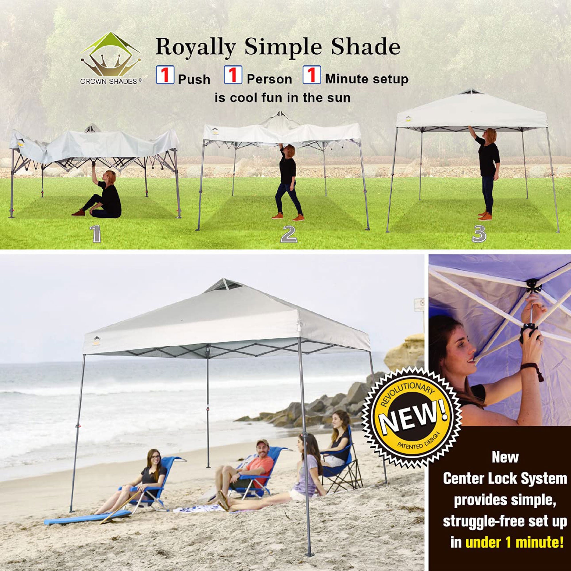 Crown Shades 11' x 11' Base 9' x 9' Top Instant Pop Up Canopy, White (Open Box)