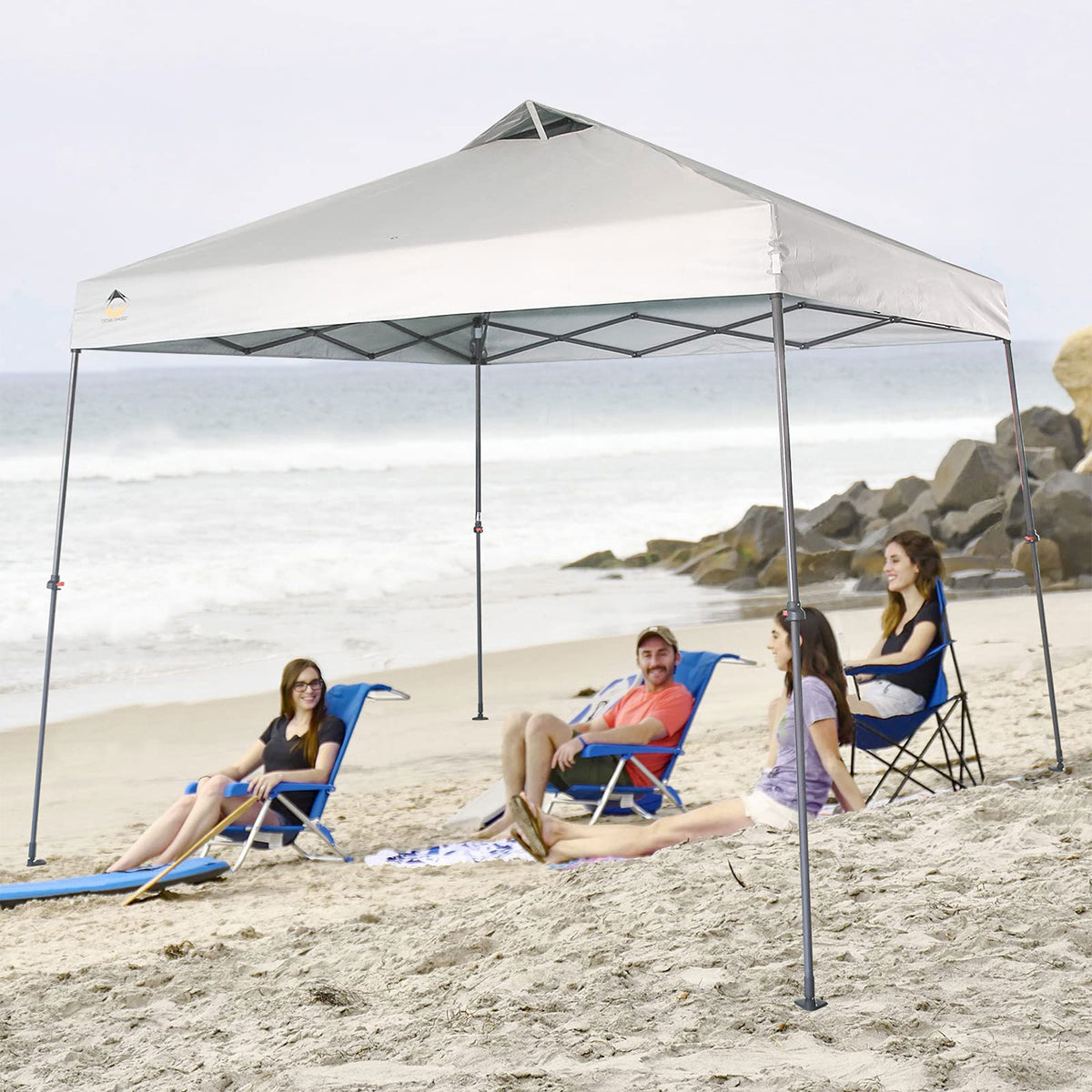 Crown Shades 11' x 11' Base 9' x 9' Top Instant Pop Up Canopy, White (Open Box)