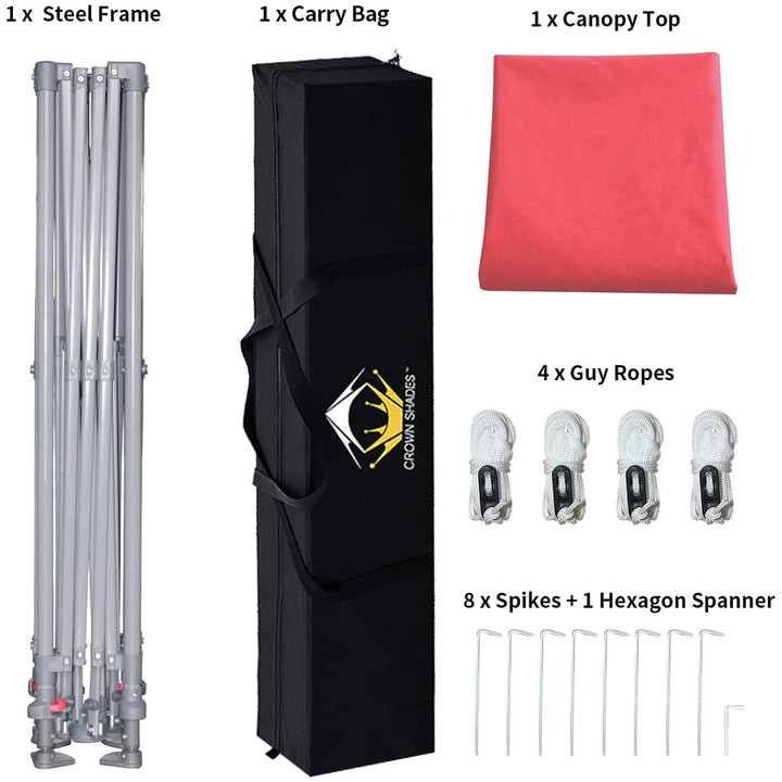 Crown Shades 11' x 11' Base 9' x 9' Top Canopy w/Carry Bag, Red(Open Box) (Used) - VMInnovations