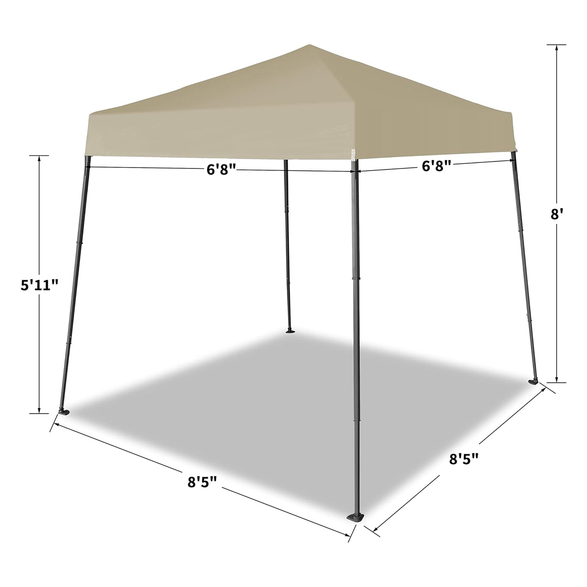 Crown Shades 8'x8' Base 6.5'x6.5' Canopy w/Carry Bag, Beige(Open Box) (Used) - VMInnovations