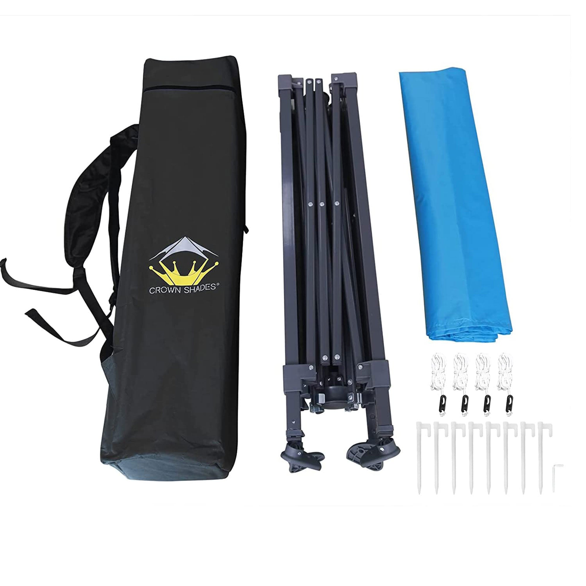 Crown Shades 8'x8' Base 6.5'x6.5' Top Pop Up Canopy w/Carry Bag, Blue (Open Box) - VMInnovations