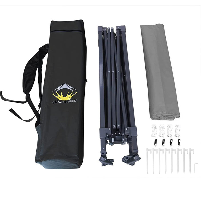 Crown Shades 8'x8' Base 6.5'x6.5' Top Canopy w/Carry Bag, Gray (Open Box) (Used) - VMInnovations