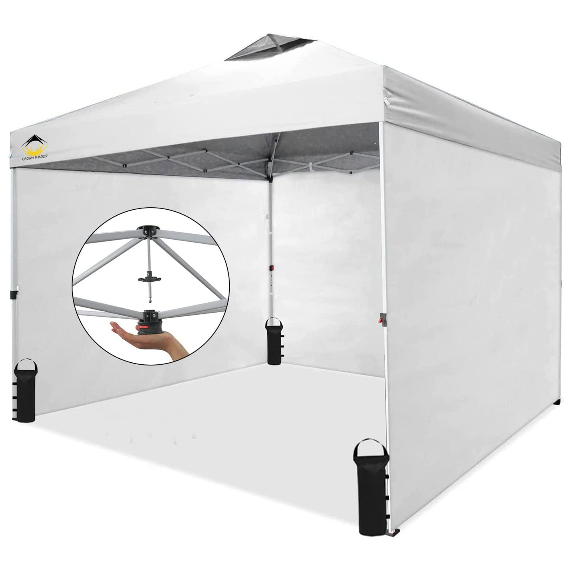 Crown Shades 10' x 10' Instant Pop-Up Canopy w/Sidewalls, White (Used) - VMInnovations