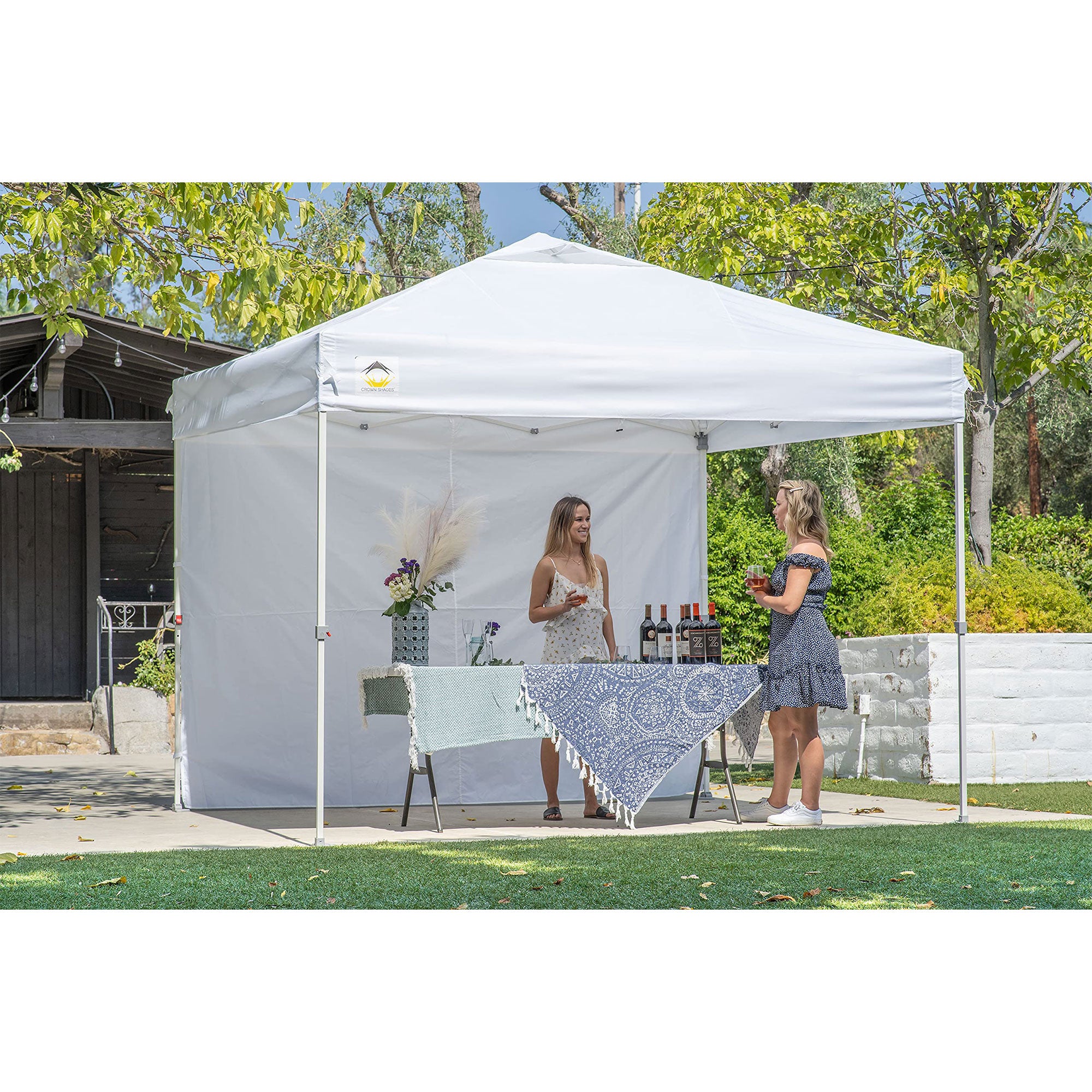 Crown Shades 10' x 10' Instant Pop-Up Canopy w/Sidewalls, White (Used) - VMInnovations