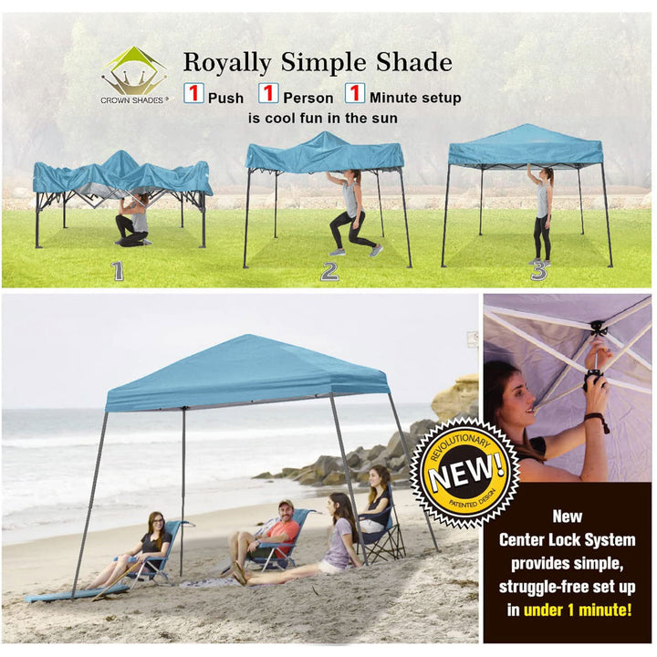 Crown Shades 10'x10' Base 8'x8' Top Pop Up Canopy w/Carry Bag (Open Box) (Used) - VMInnovations