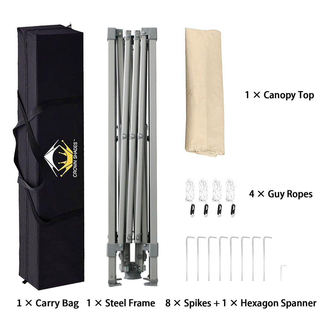 Crown Shades 10x10'' Base 8x8' Top Canopy w/Carry Bag, Beige (Open Box) (Used) - VMInnovations