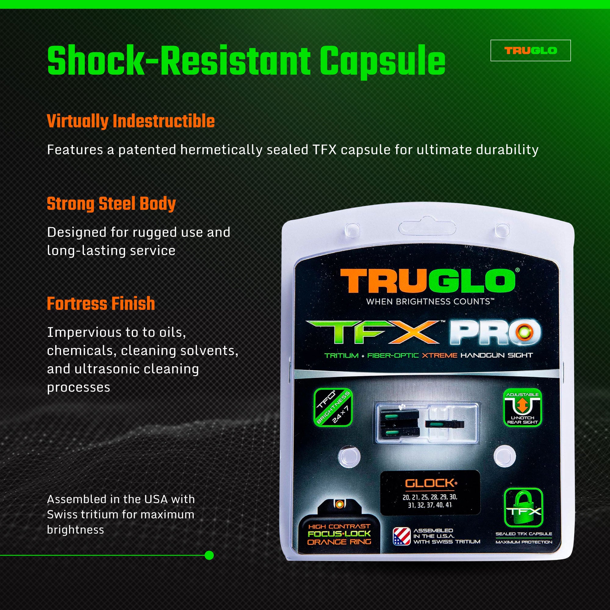 TruGlo TG13GL2PC TFK Pro Fiber Optic Tritium Handgun Sight, Fits Glock (3 Pack) - VMInnovations