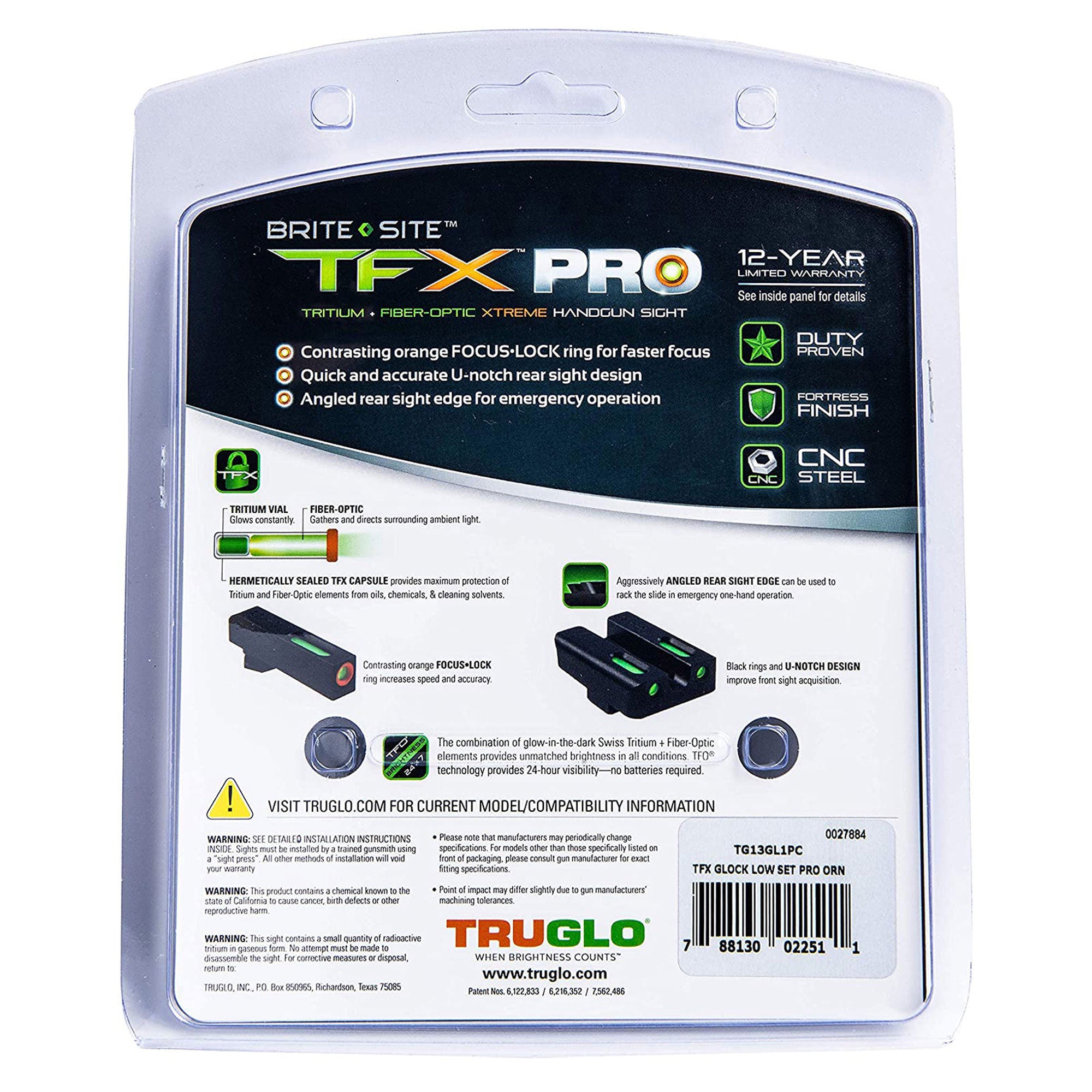 TruGlo TG13GL2PC TFK Pro Fiber Optic Tritium Handgun Sight, Fits Glock (3 Pack) - VMInnovations