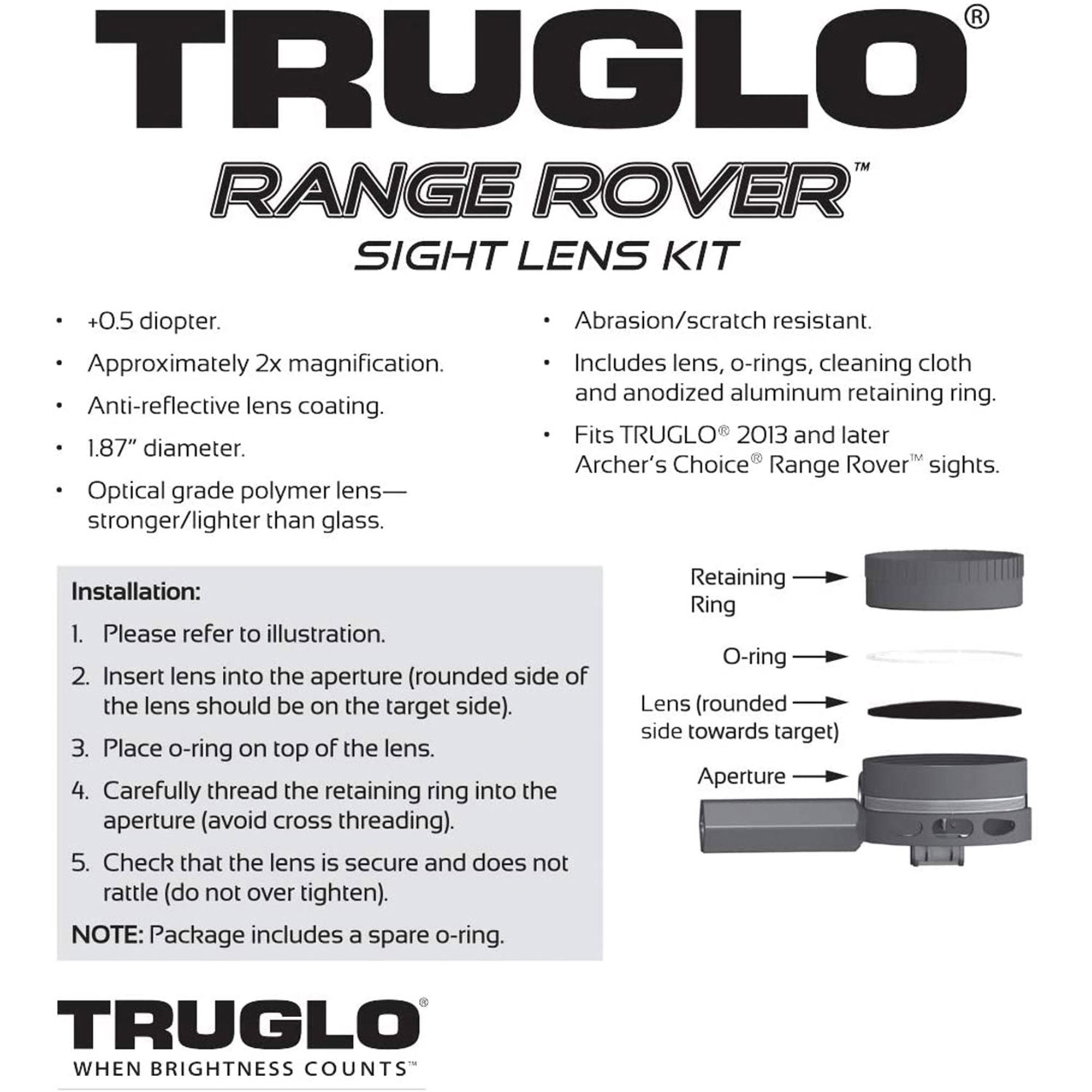 TruGlo 2x 0.5 Bowhunting Optical Grade Polymer Diopter Sight Lens Kit (3 Pack)