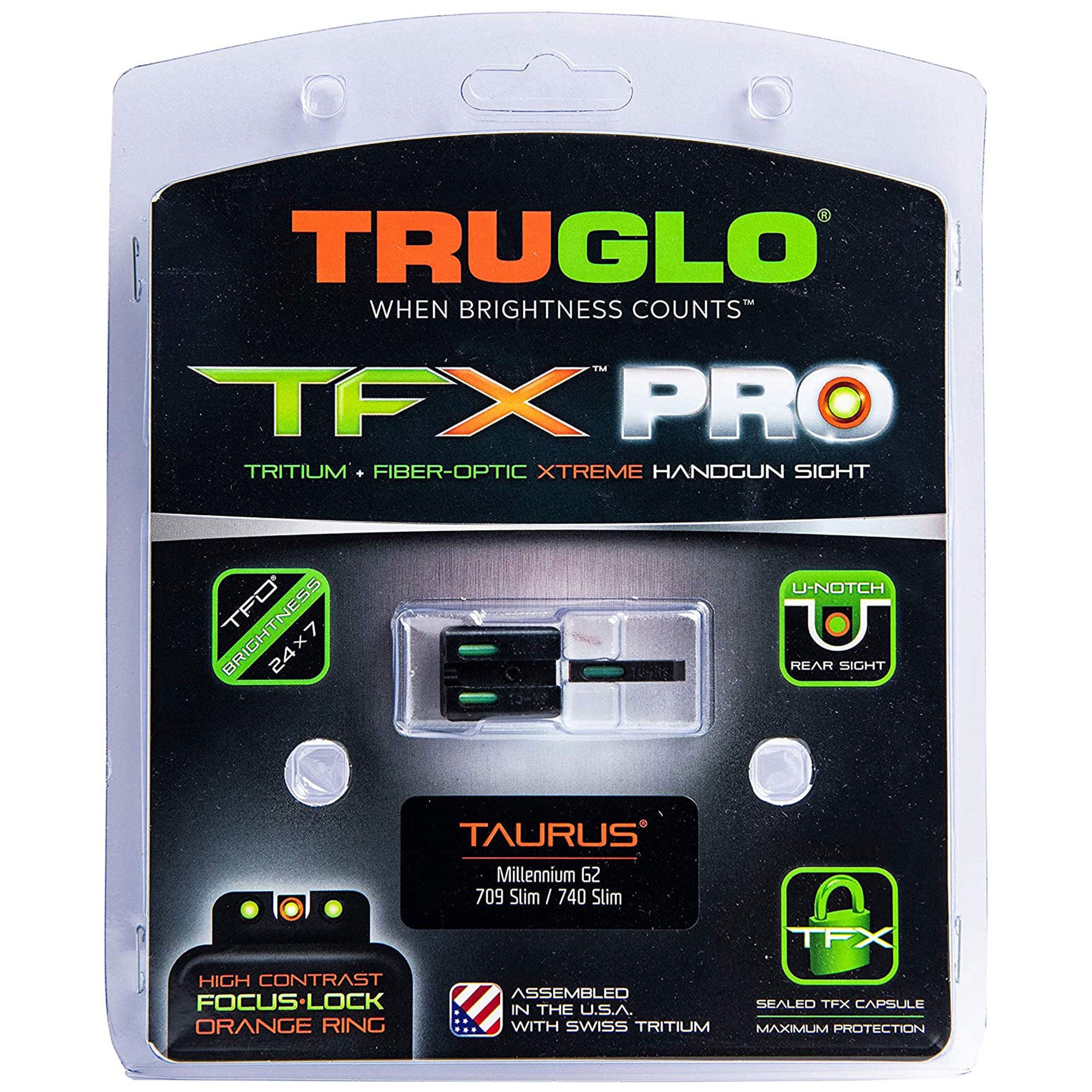TruGlo Pro TFK Fiber Optic Tritium Glock Pistol Sight Accessory, Taurus (3 Pack)