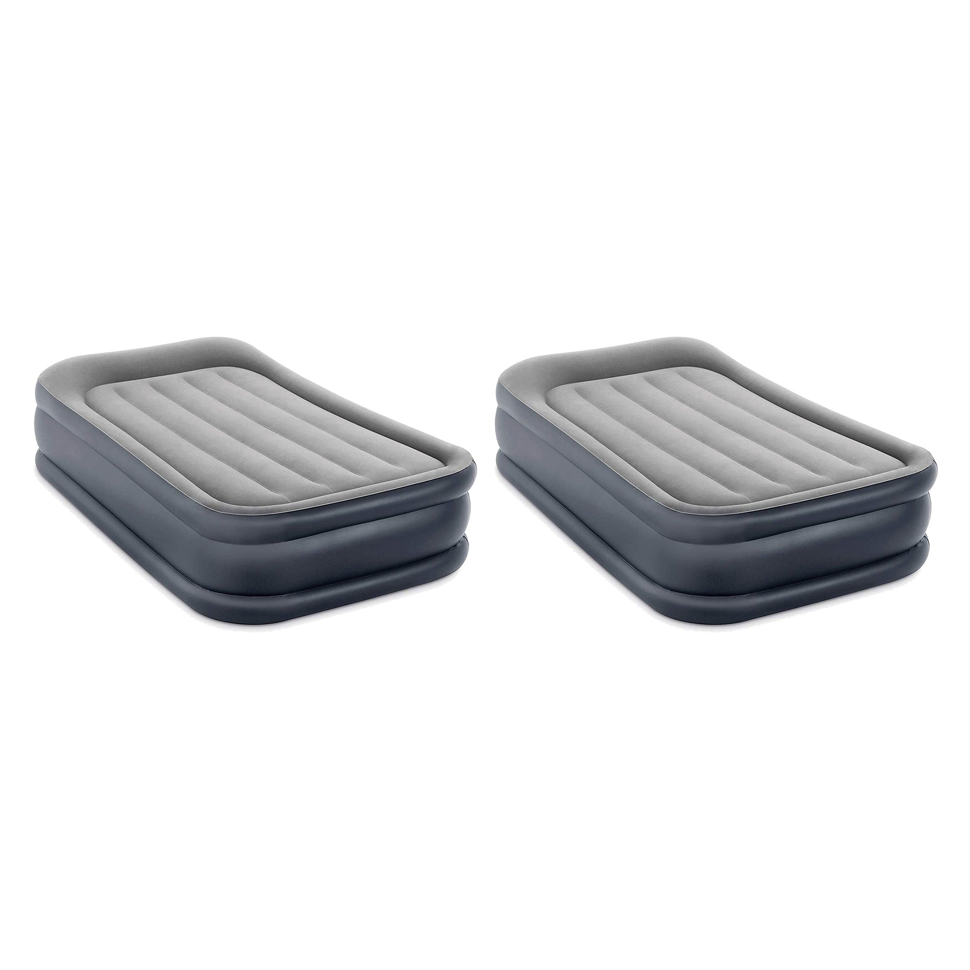 Intex Dura Beam Deluxe Pillow Raised Air Mattress w/ Built In Pump, Twin, 2 Pack - VMInnovations