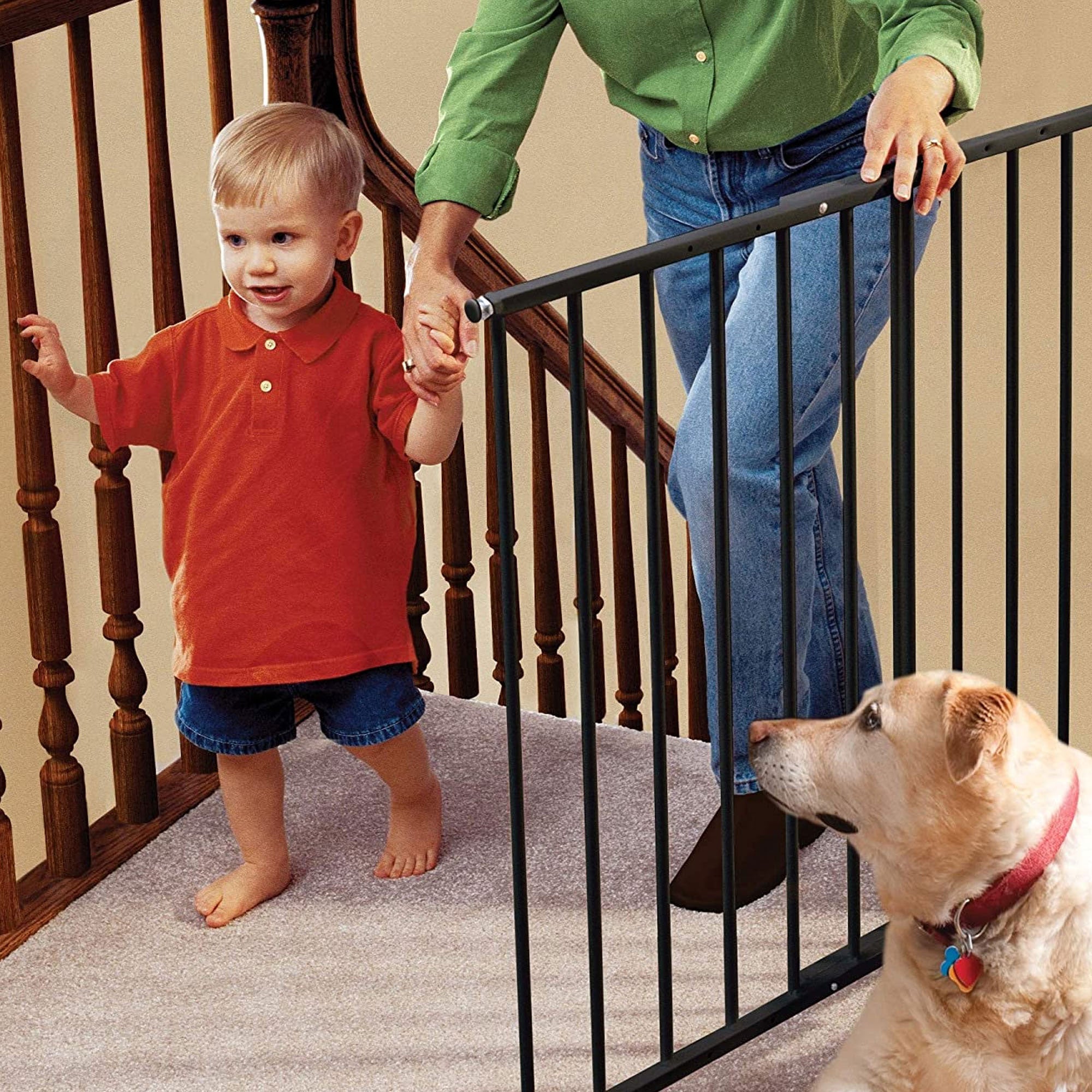 KidCo Safeway Top of Stairs Quick Release Baby Gate, 42.5 x 30.5", Black, 2 Pack - VMInnovations