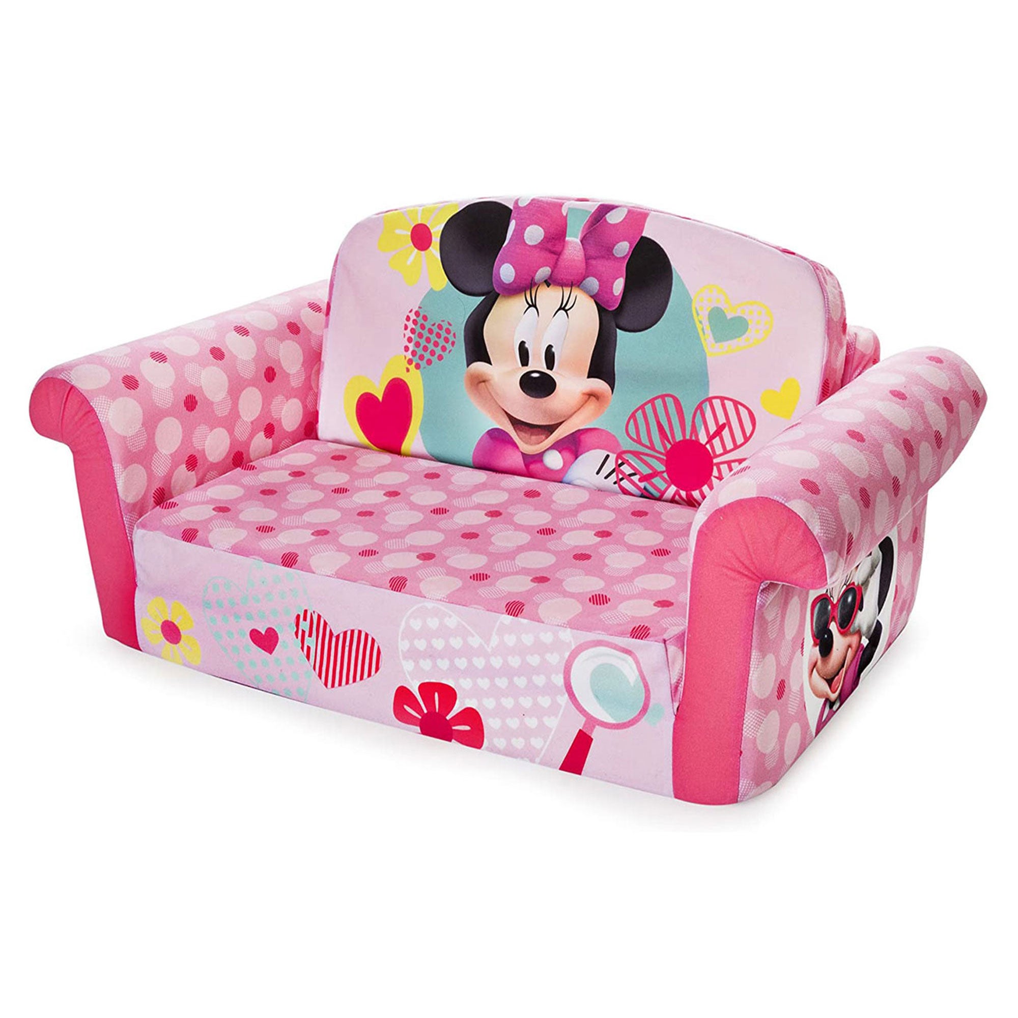 Marshmallow Furniture Kids 2 in 1 Foam Compress Sofa Bed, Minnie Mouse (2 Pack) - VMInnovations