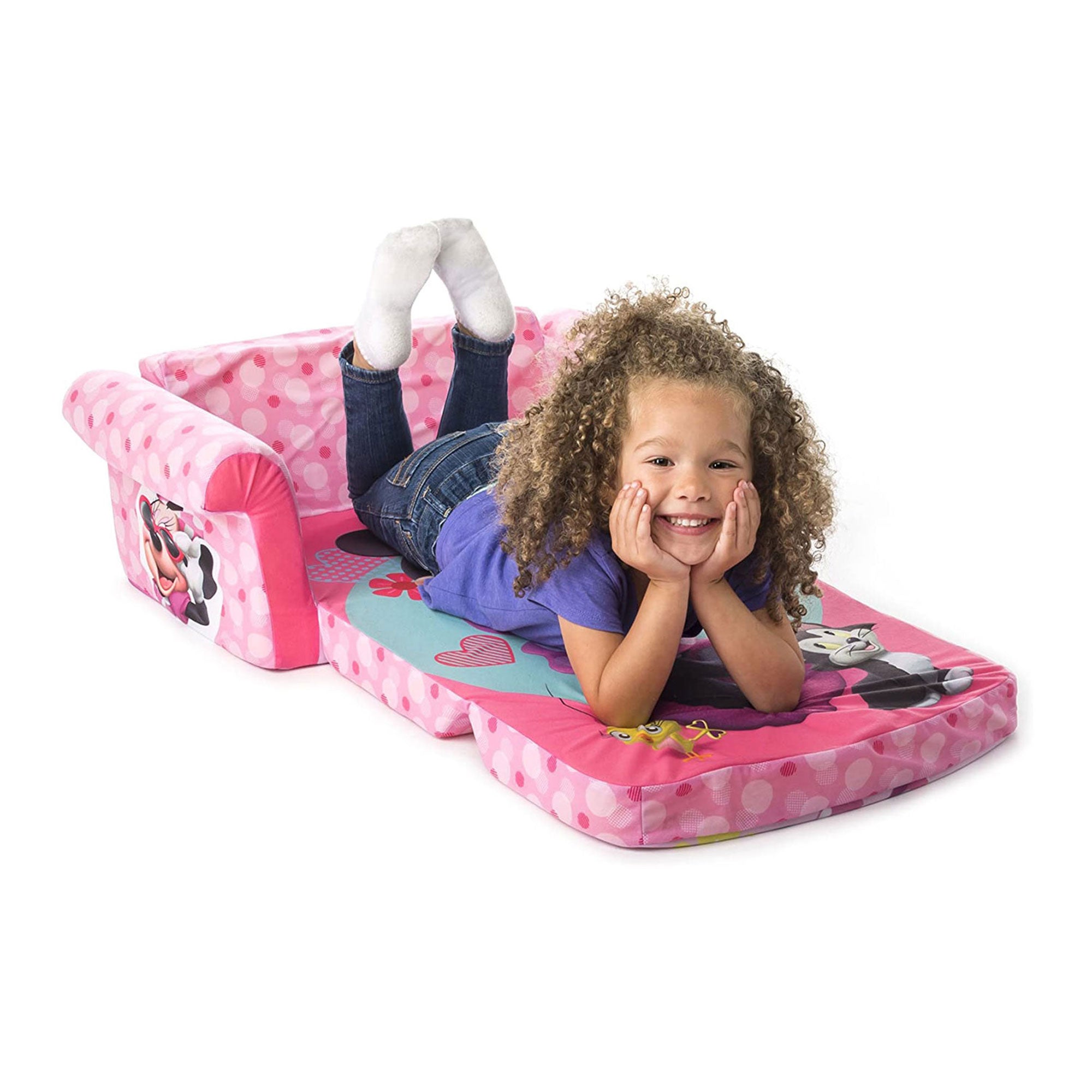 Marshmallow Furniture Kids 2 in 1 Foam Compress Sofa Bed, Minnie Mouse (2 Pack) - VMInnovations