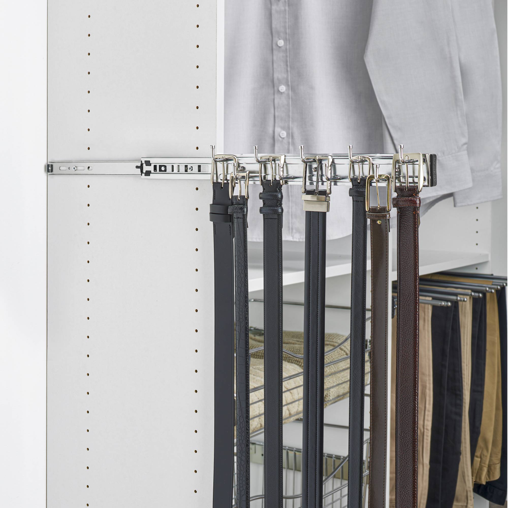 Rev-A-Shelf 14" Pull Out Belt Rack Storage Organizer, Chrome, BRC-14CR (4 Pack)