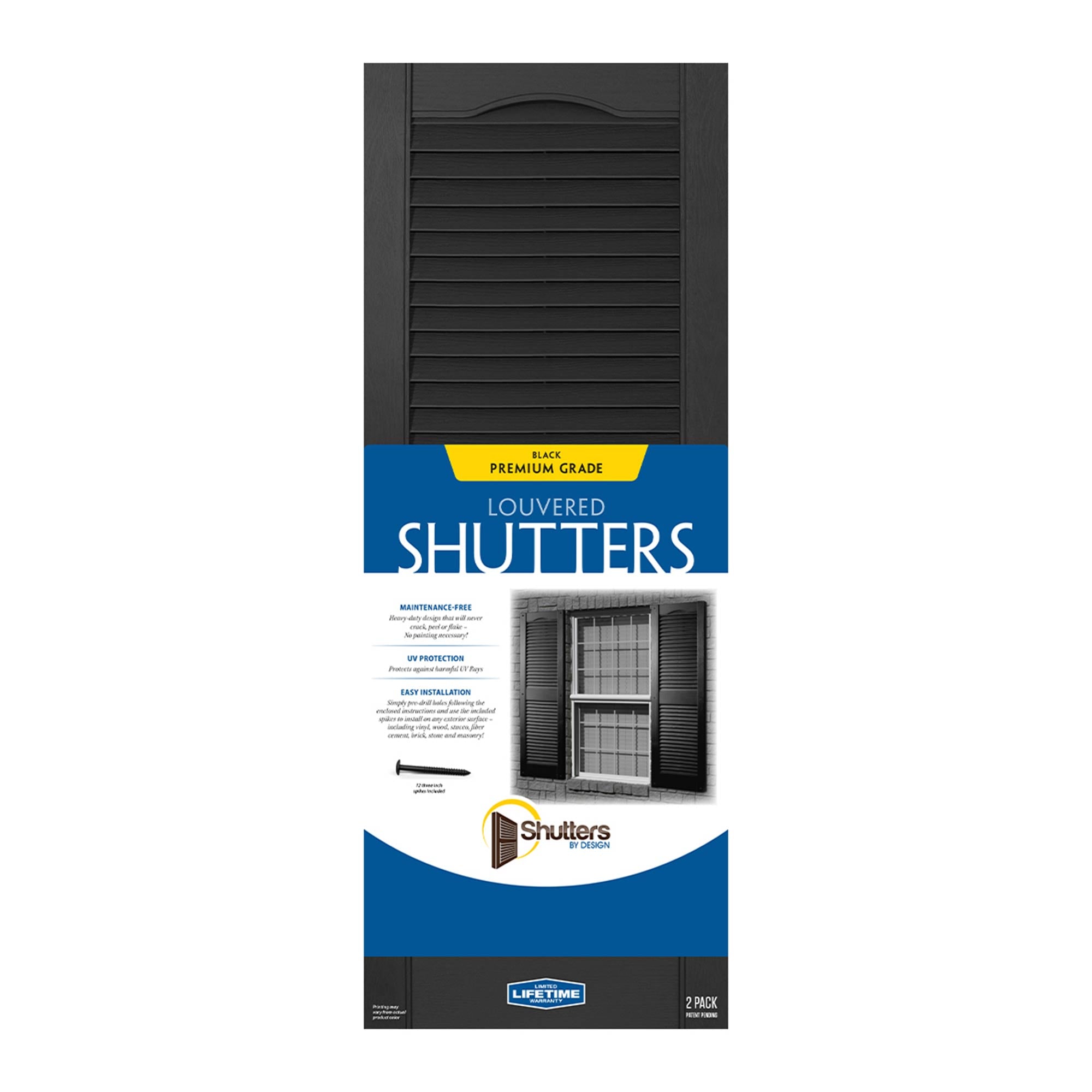 Plastic Development Group 14x55 Inch Exterior Louvered Shutters, Black (4 Pack) - VMInnovations