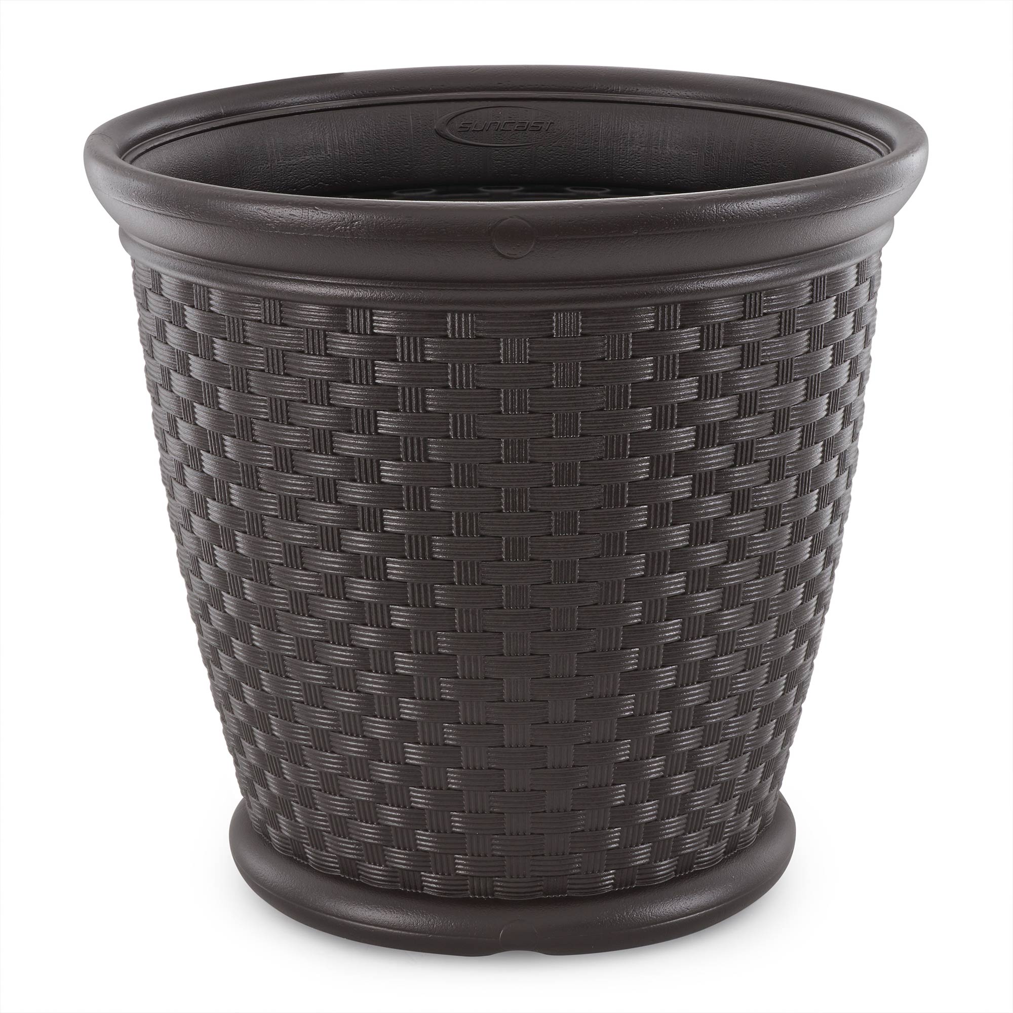 Suncast Sonora 22" Wicker Decorative Garden Flower Planter, Dark Brown (4 Pack) - VMInnovations