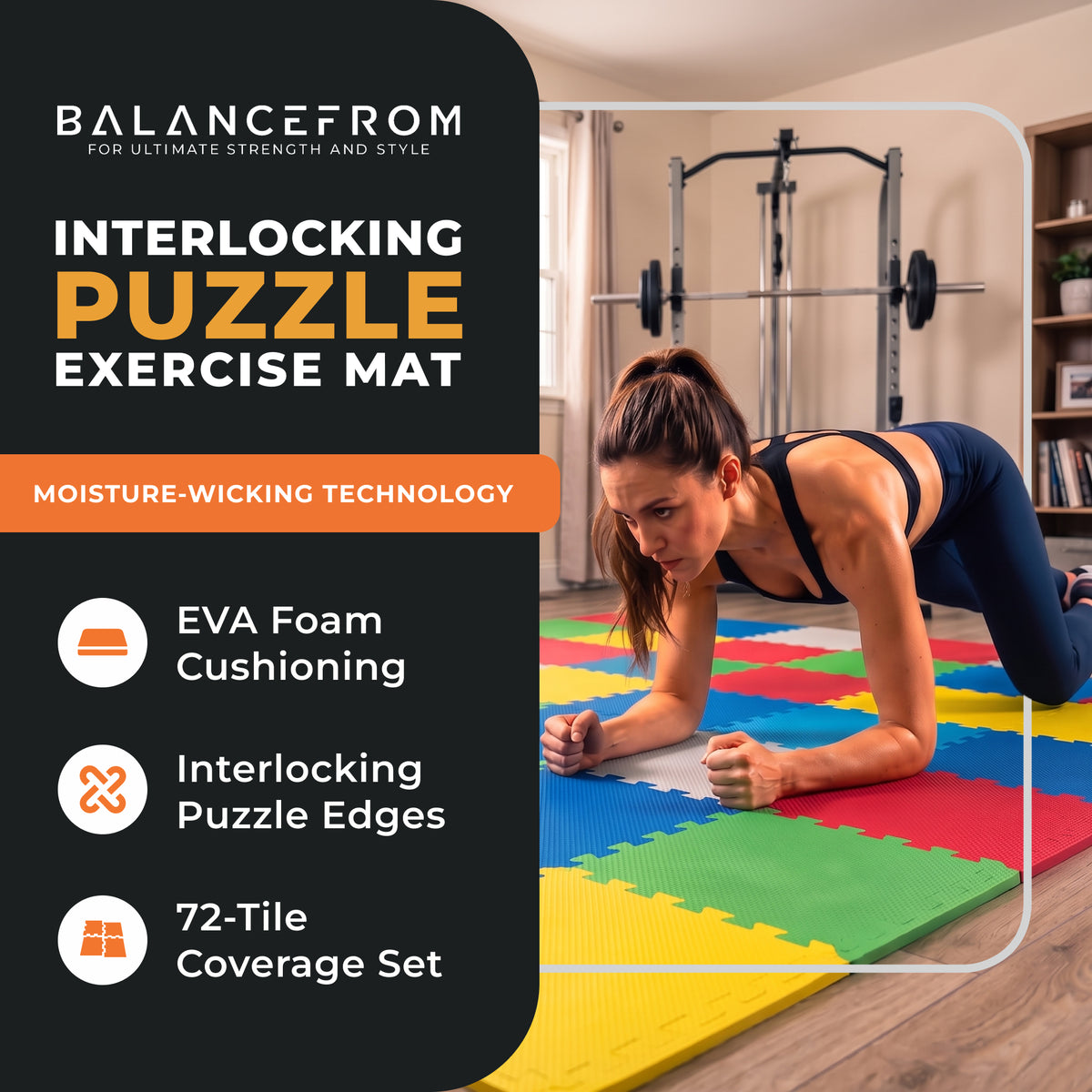 BalanceFrom 9 Color Extra Thick Interlocking Foam Exercise Play Mats (2 Pack)