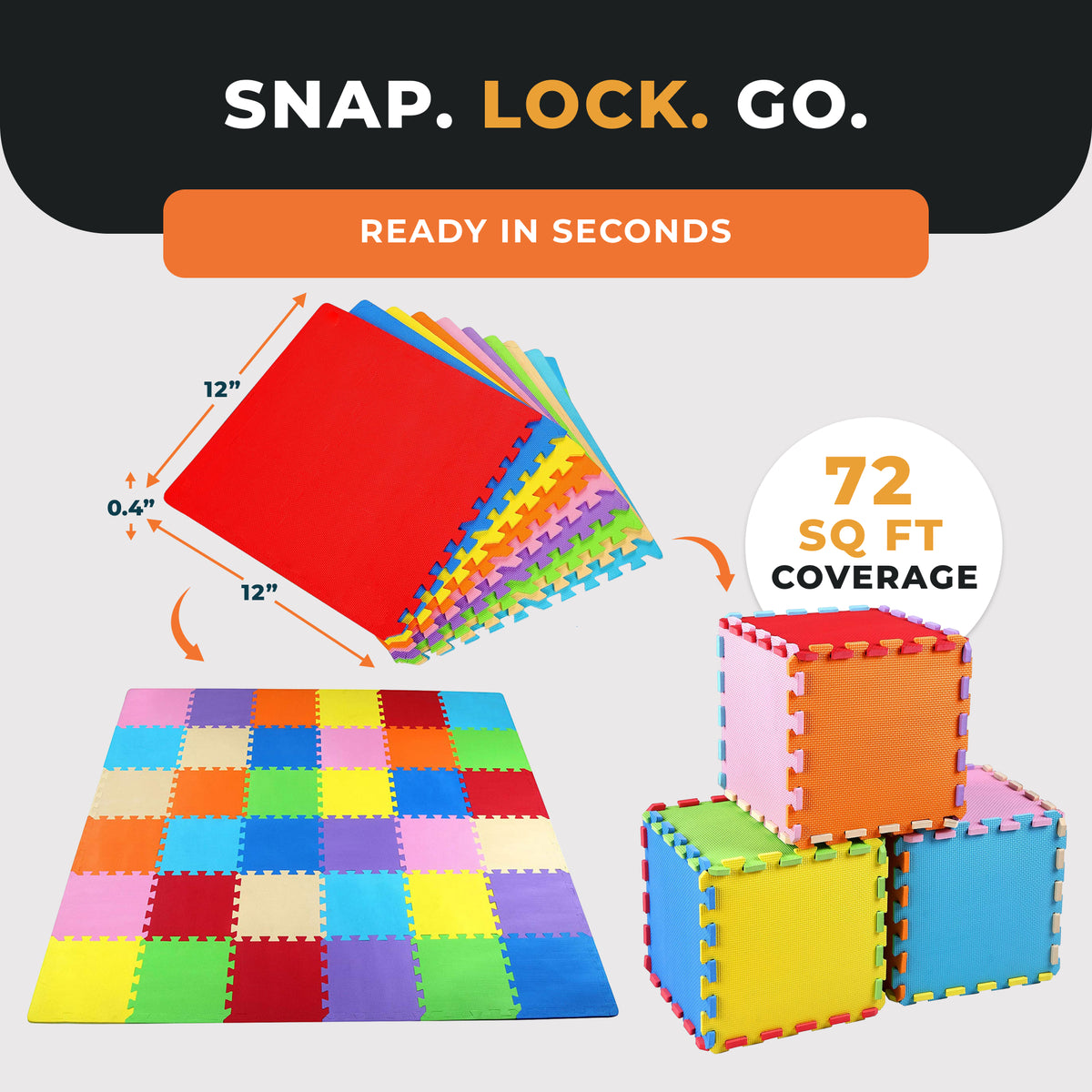 BalanceFrom 9 Color Extra Thick Interlocking Foam Exercise Play Mats (2 Pack)