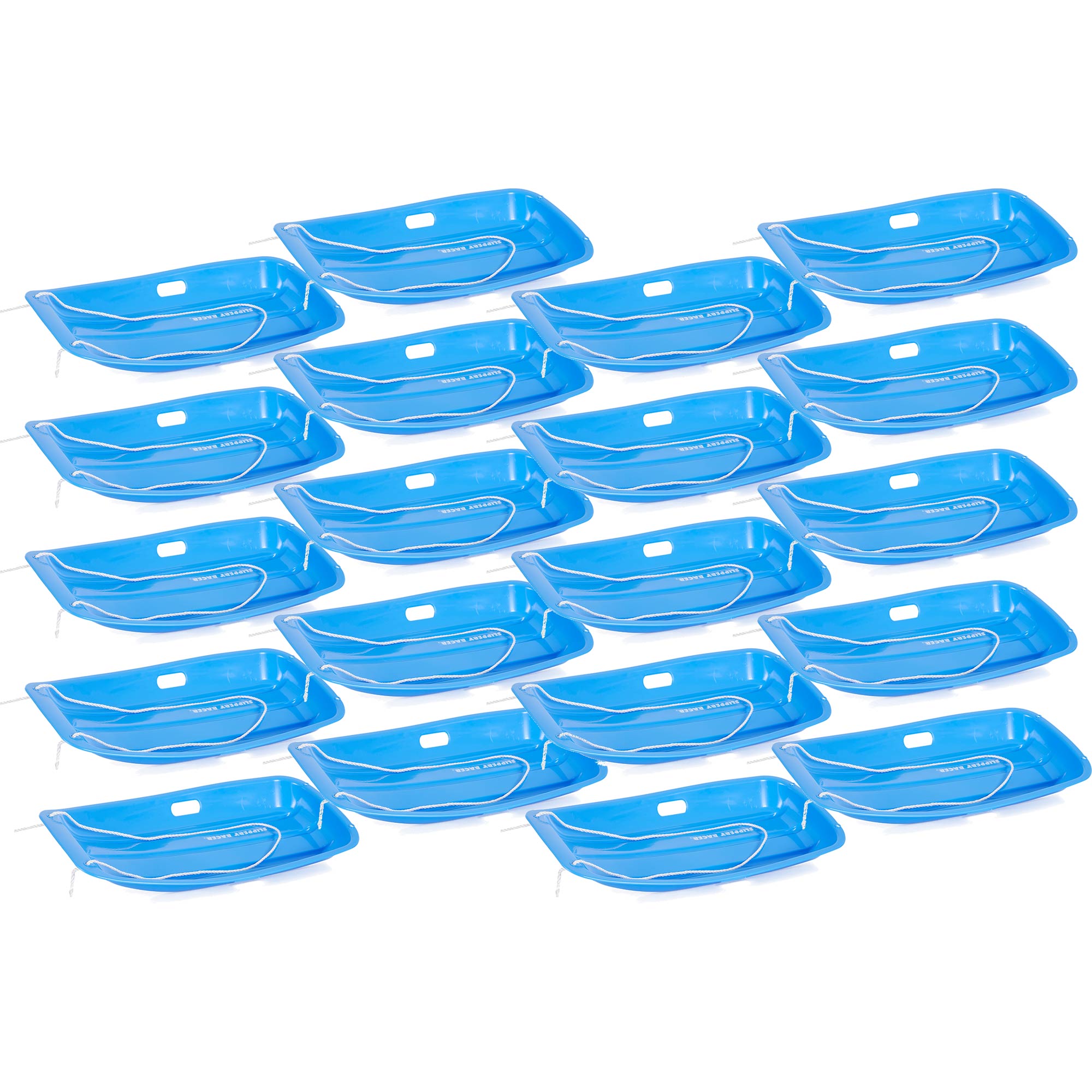 Slippery Racer Downhill Sprinter Kids Plastic Toboggan Snow Sled, Blue (20 Pack) - VMInnovations