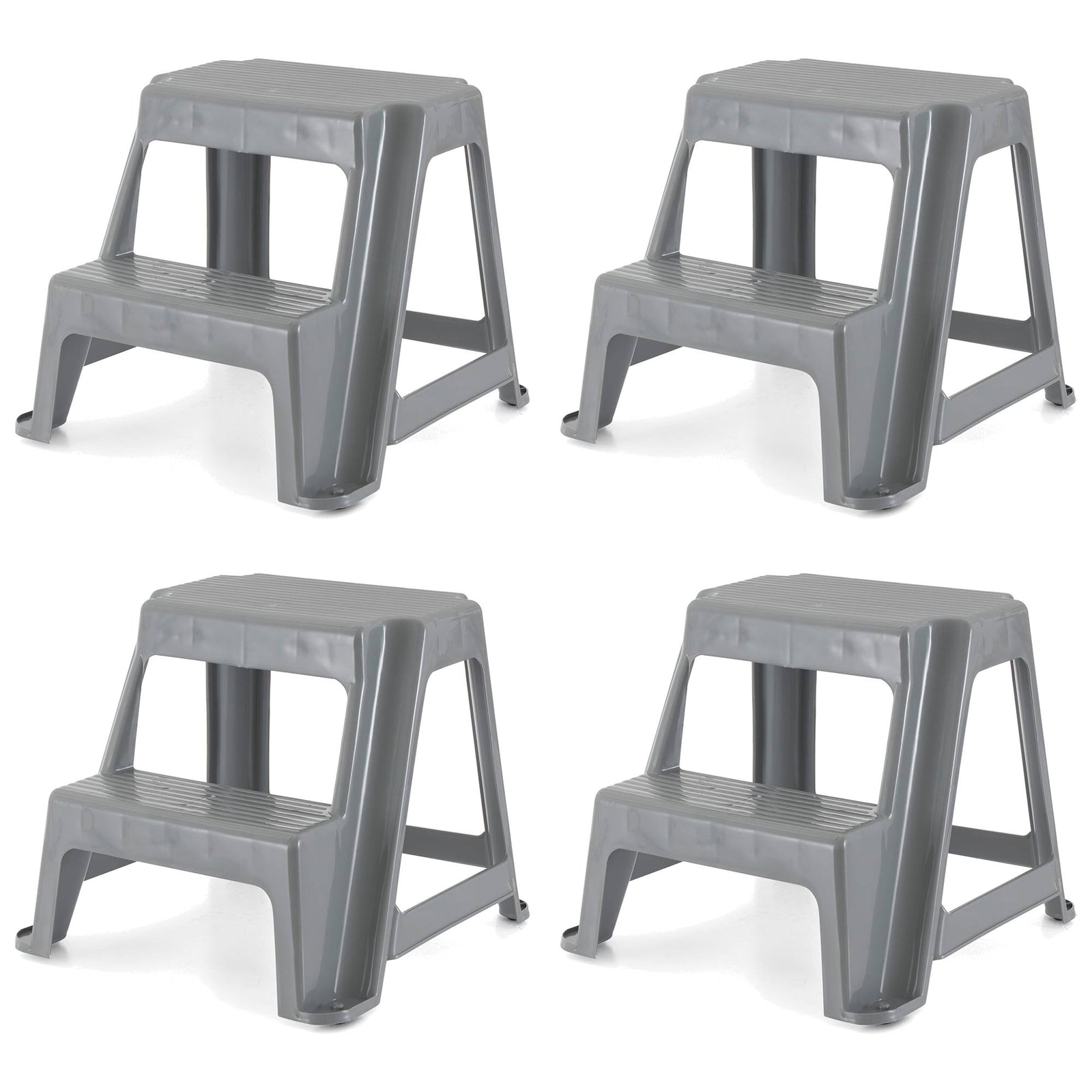 Gracious Living 16" Plastic 2 Step Portable Garage Home & Kitchen Stool (4 Pack) - VMInnovations