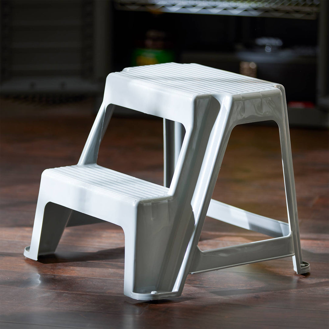 Gracious Living 16" Plastic 2 Step Portable Garage Home & Kitchen Stool (4 Pack) - VMInnovations