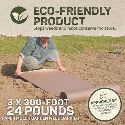 DeWitt 3 x 300 Ft Natural Biodegradable Paper Mulch Garden Weed Barrier (2 Pack)