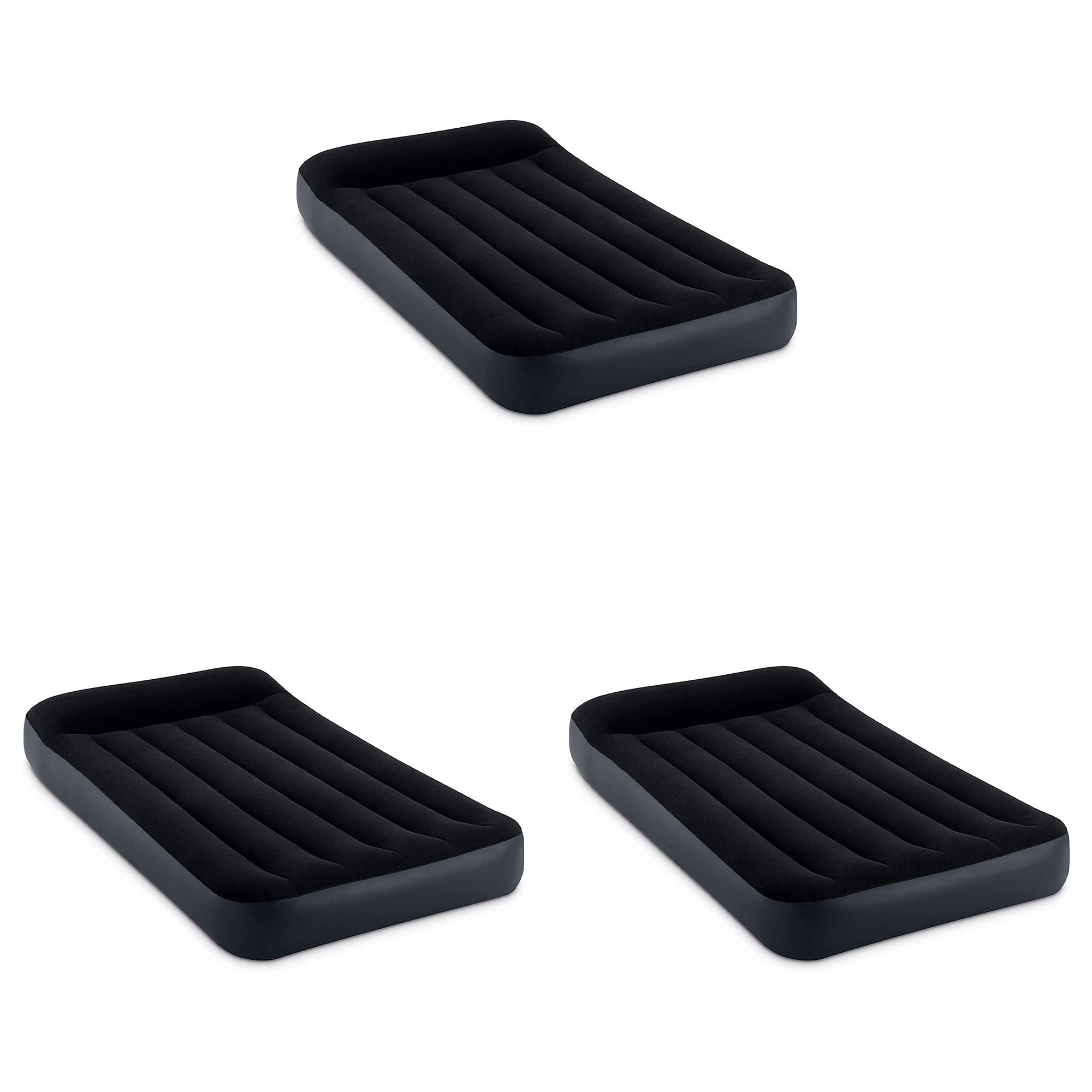 Intex Dura Pillow Rest Classic Blow Up Mattress Air Bed with Pump, Twin (3 Pack) - VMInnovations