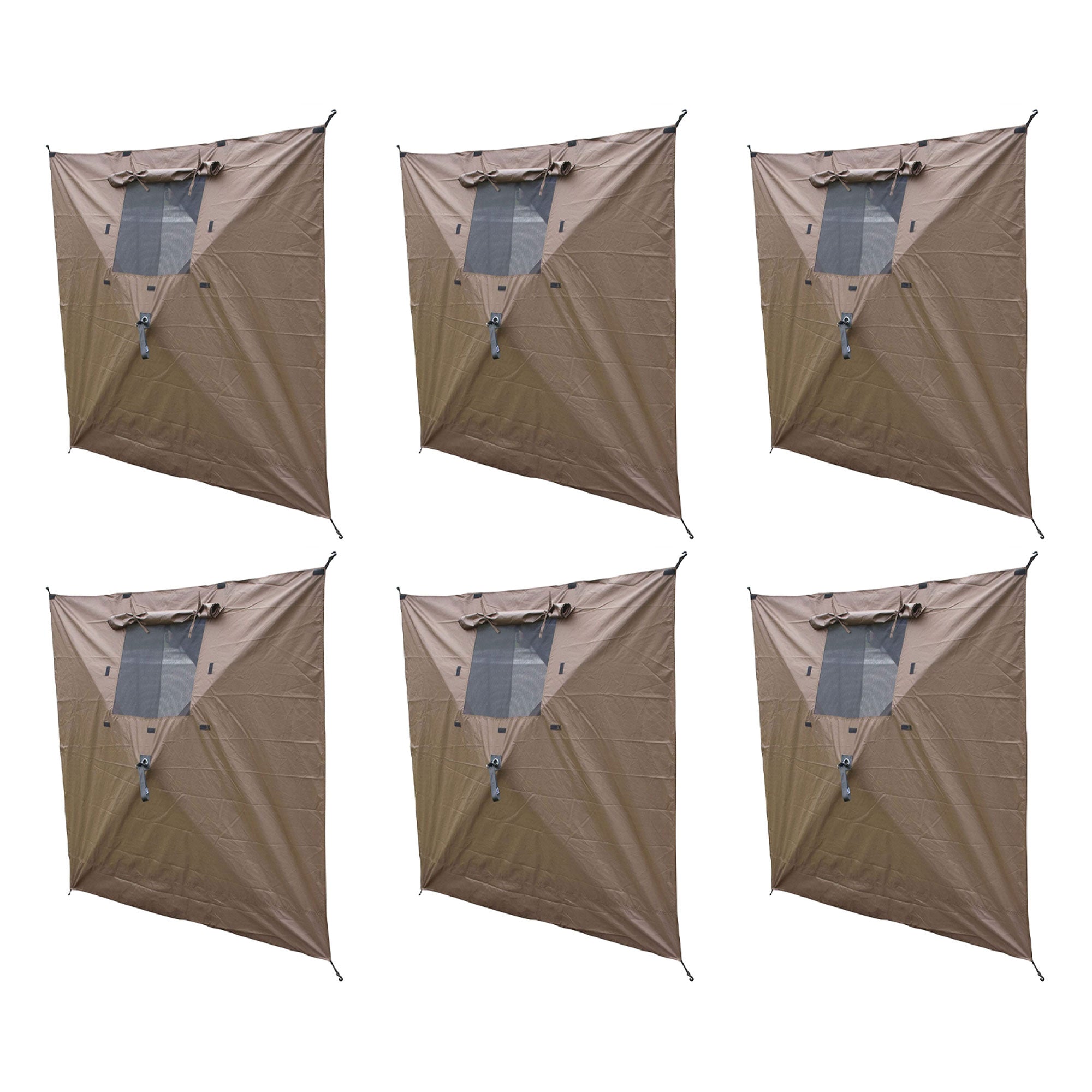 Clam Quick-Set Screen Hub Tent Wind & Sun Panels, Accessory Only, Brown (6 Pack) - VMInnovations