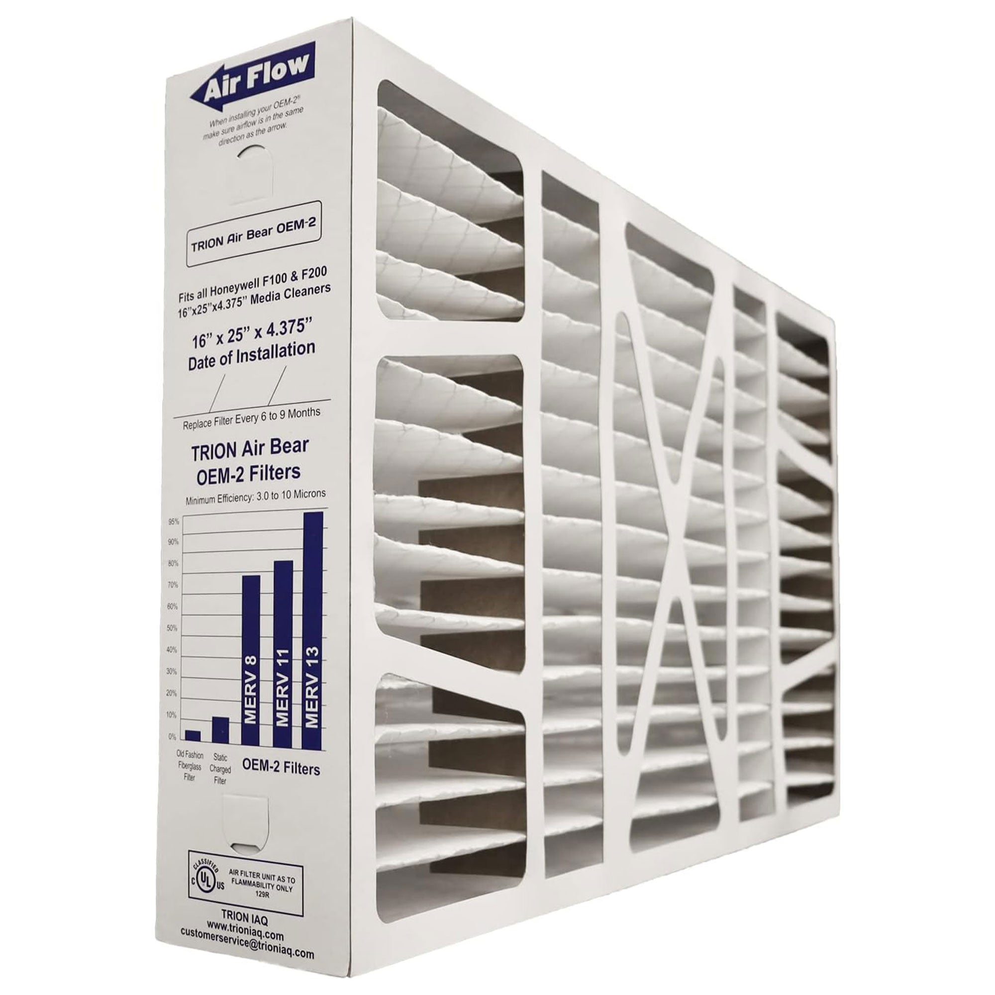 Trion Air Bear OEM 16x25x4 Inch MERV 11 Replacement Air Purifier Filter, 2 Pack - VMInnovations