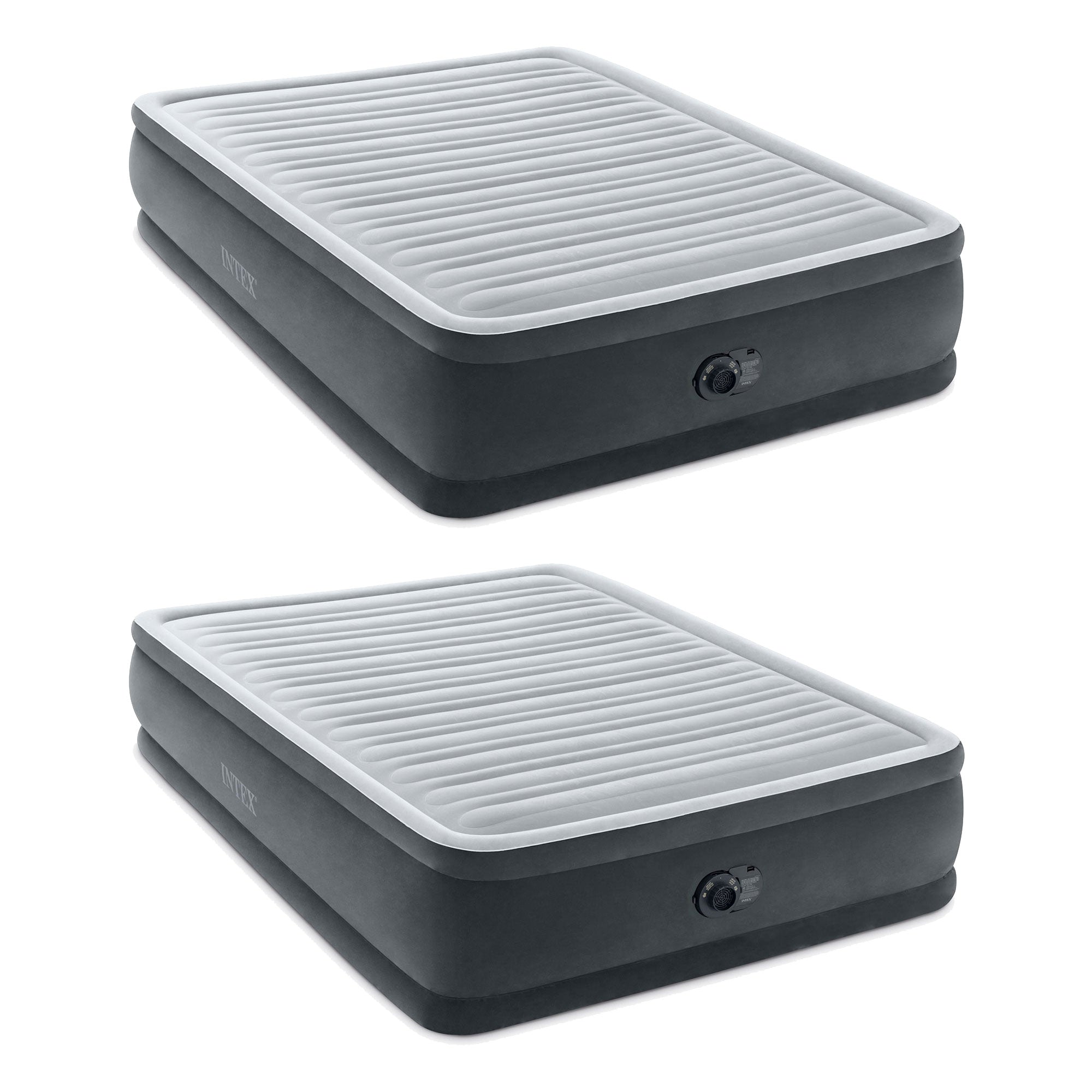 Intex 64413ED Elevated Dura Beam Fiber Tech Airbed with Pump, Queen (2 Pack) - VMInnovations