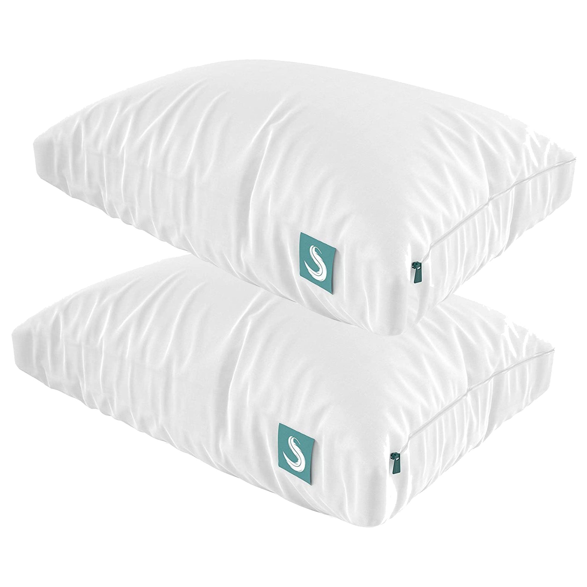 Sleepgram Bed Support Sleeping Pillow w/ Microfiber Cover, King, White (2 Pack)