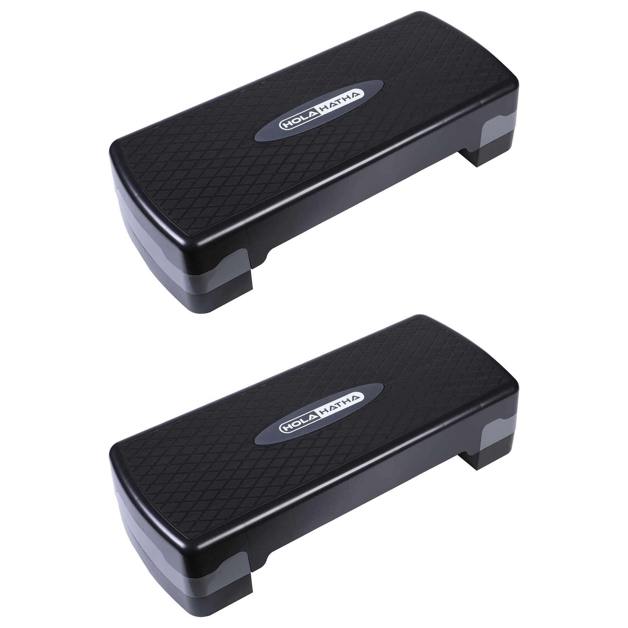 HolaHatha Aerobic Step Platform Fitness Equipment w/Adjustable Height (2 Pack) - VMInnovations