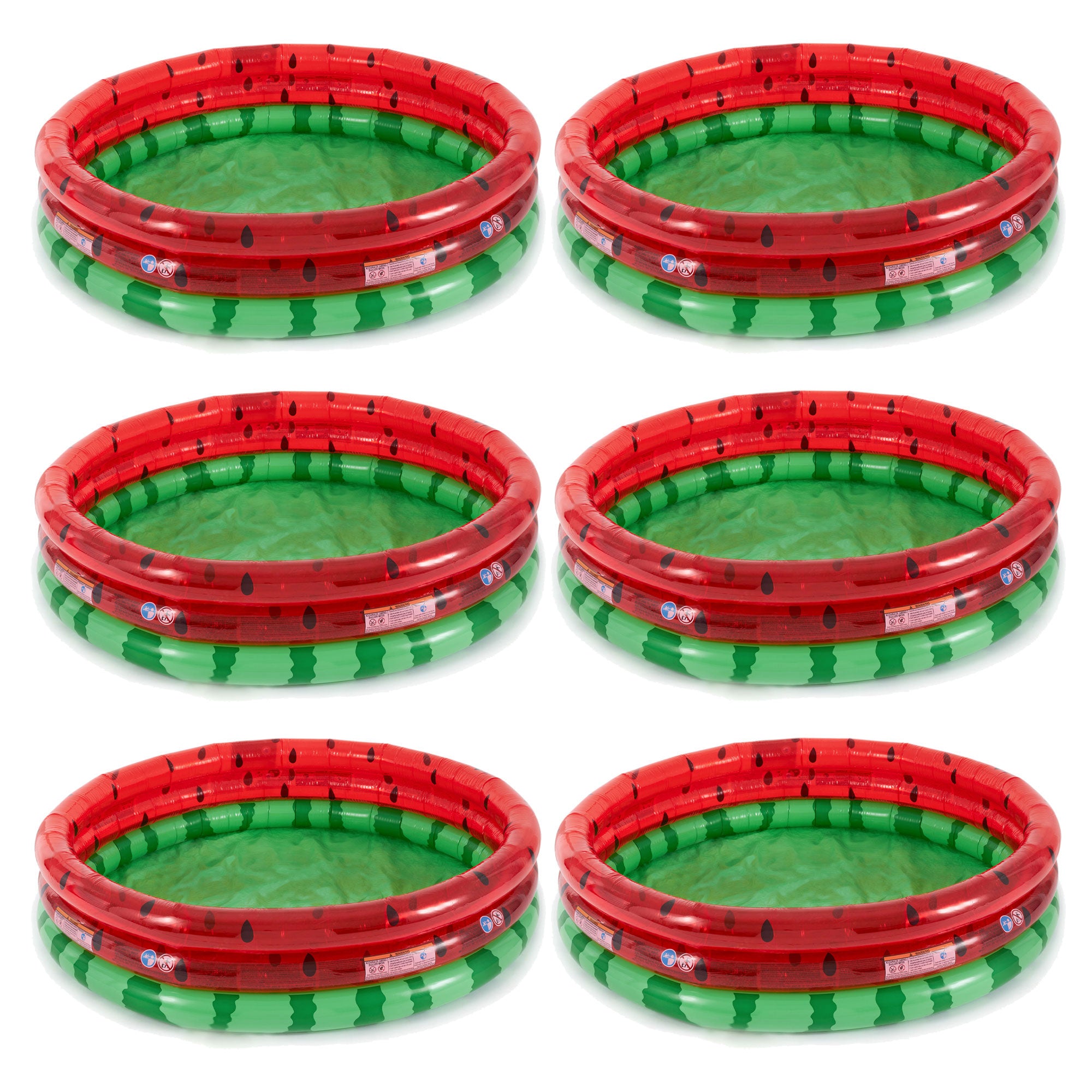Intex 66 Inch Round Inflatable Kids Swimming and Wading Watermelon Pool (6 Pack)
