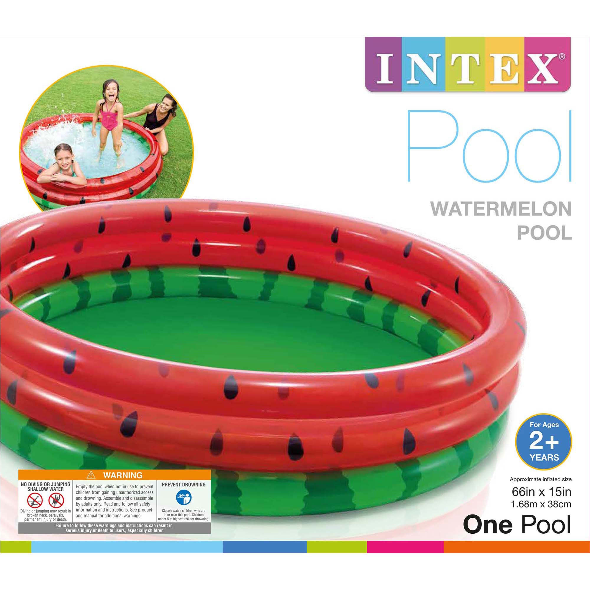 Intex 66 Inch Round Inflatable Kids Swimming and Wading Watermelon Pool (6 Pack)