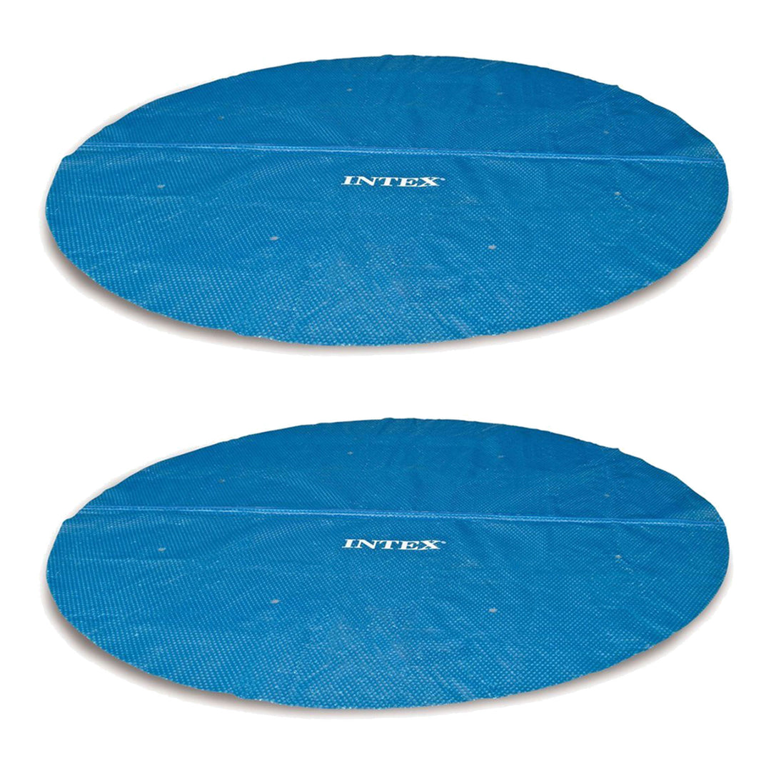 Intex 16 Foot Round Easy Set Outdoor Backyard Swimming Pool Cover, Blue (2 Pack) - VMInnovations