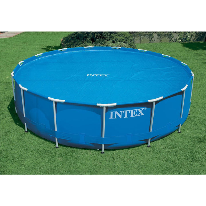 Intex 16 Foot Round Easy Set Outdoor Backyard Swimming Pool Cover, Blue (2 Pack) - VMInnovations