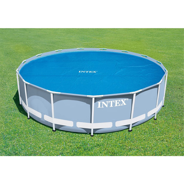 Intex 16 Foot Round Easy Set Outdoor Backyard Swimming Pool Cover, Blue (2 Pack) - VMInnovations