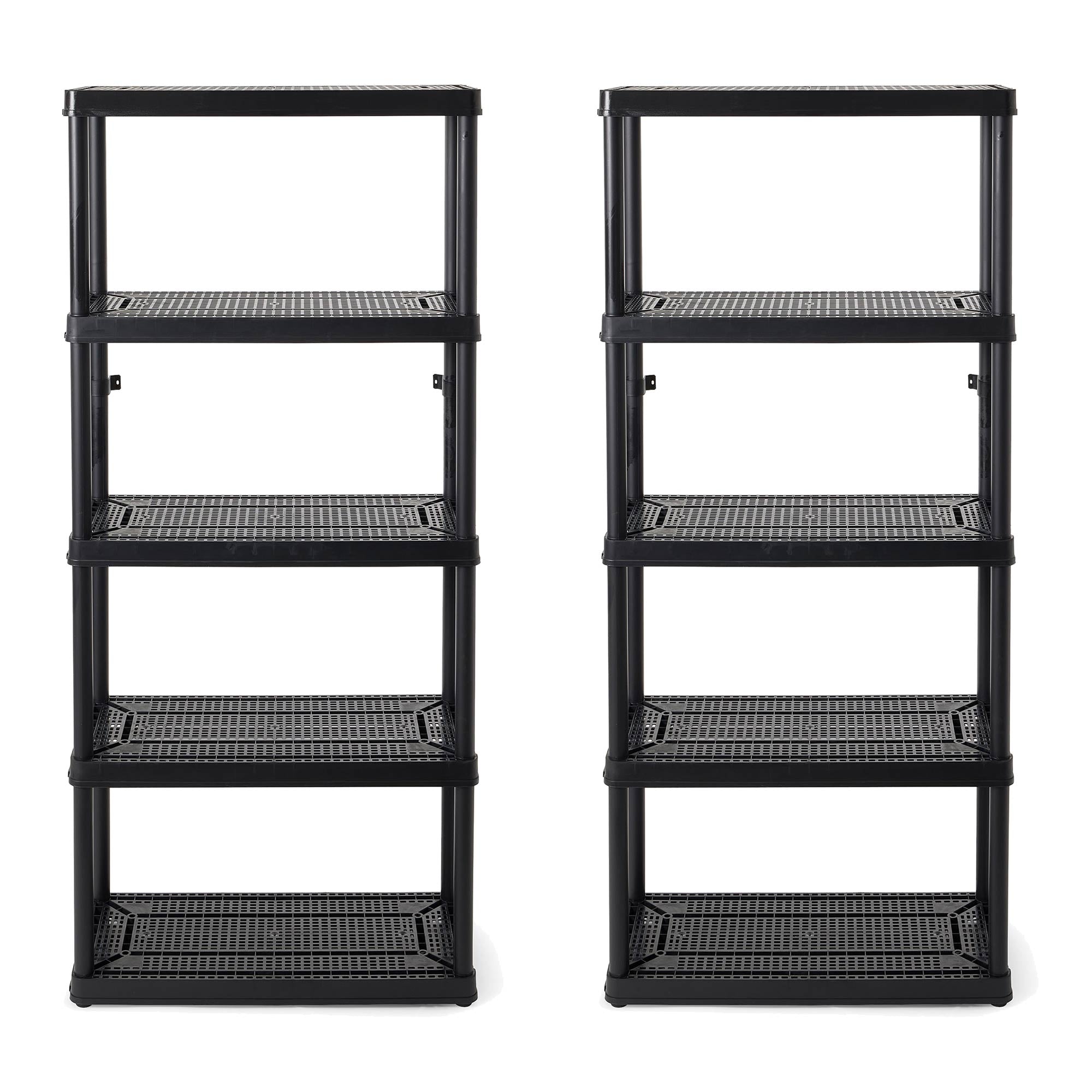 Gracious Living 5 Shelf Ventilated Medium Duty Storage Unit, Black (2 Pack)